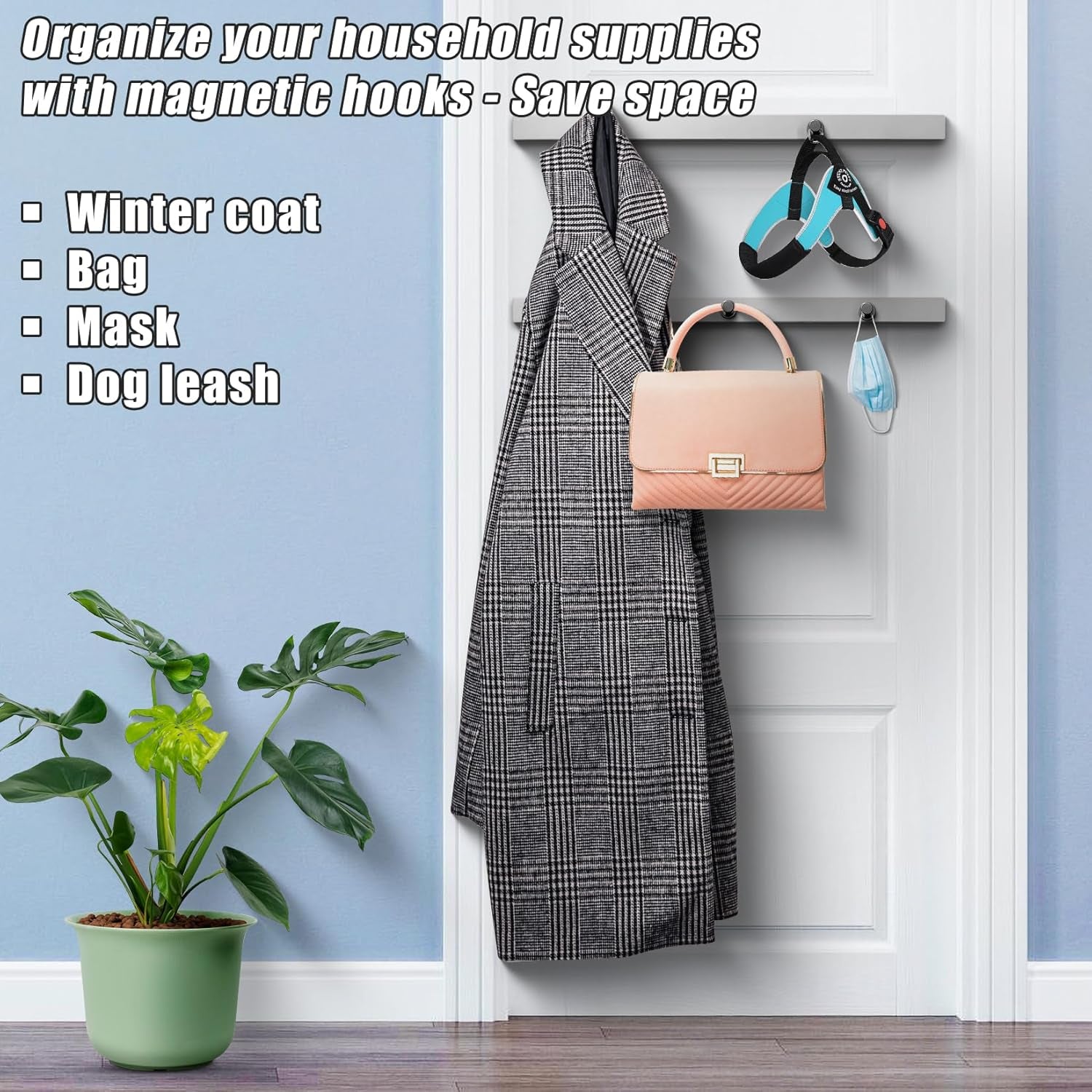 2-Pack 150LBS Heavy-Duty Neodymium N52 Magnetic Hooks for Versatile Hanging Solutions in Cruise, Garage, and Outdoor Use