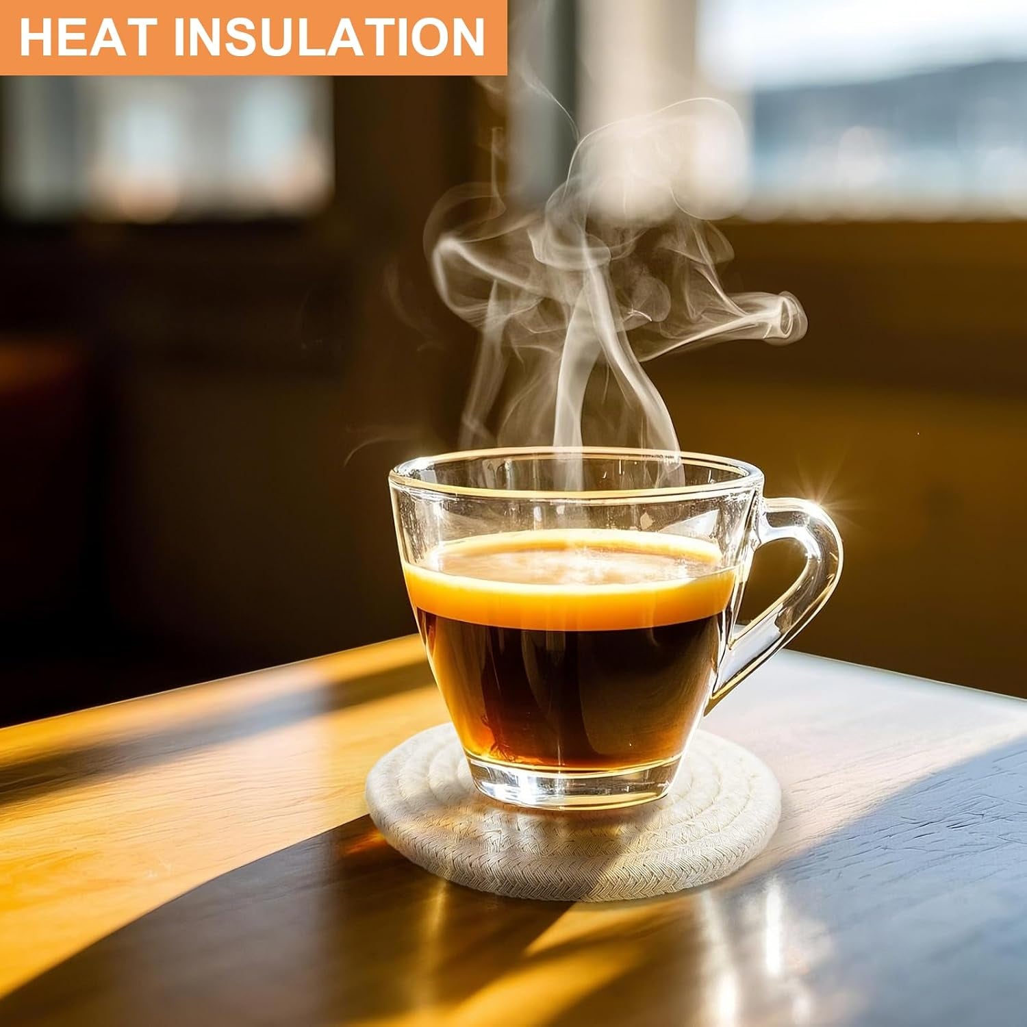 12 Pcs Boho Drink Coasters,Minimalist Cotton Handmade Woven Absorbent Drink Coasters,Heat Resistant Cotton Coasters for Coffee Table, Kitchen, Home Decoration