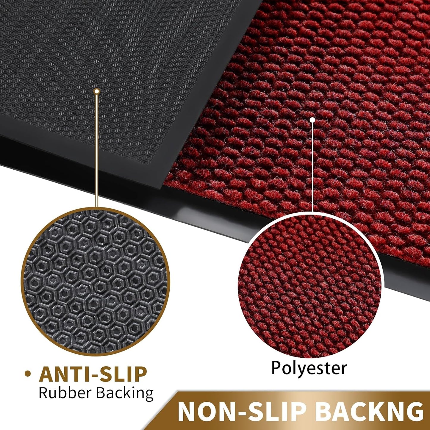 Doormat Outdoor Indoor Entrance 29.5 X 17, All-Season All-Weather Front Door Mat, 100% Waterproof Welcome Matt for Floor Garage outside Entry, Stain and Fade Resistant,Black Red