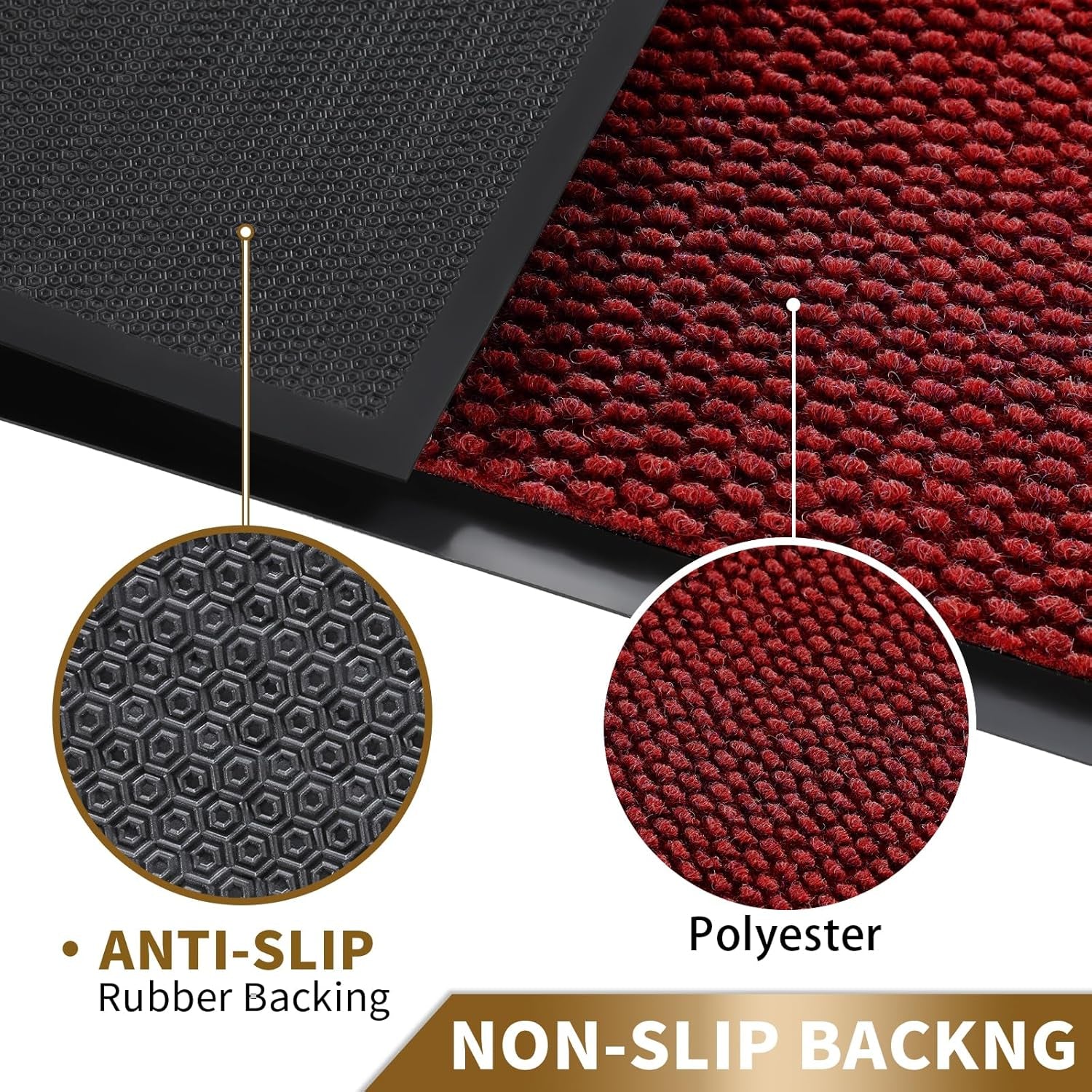 Doormat Outdoor Indoor Entrance 29.5 X 17, All-Season All-Weather Front Door Mat, 100% Waterproof Welcome Matt for Floor Garage outside Entry, Stain and Fade Resistant,Black Red