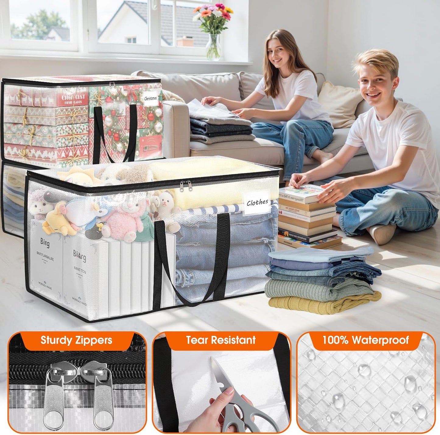 Moving Bags Extra Heavy Duty Oversized Storage Bags with Reinforced Handle and Double Zippers,Moving Supplies Totes for Storage Packing Dorm Room Essentials Alternative to Moving Boxes