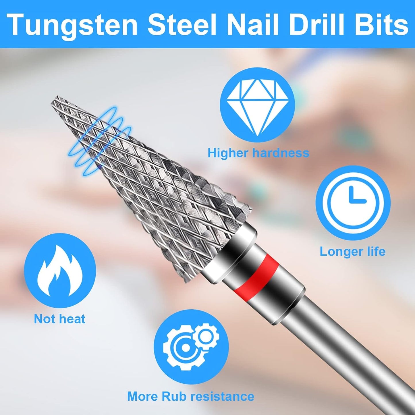 2 Pack Nail Drill Bits for Acrylic Nails, 3/32" Shank Drill Bits for Nails Professional Electric Nail Drill Bits for Home Salon/Fine+Medium Nail Bits - Nib