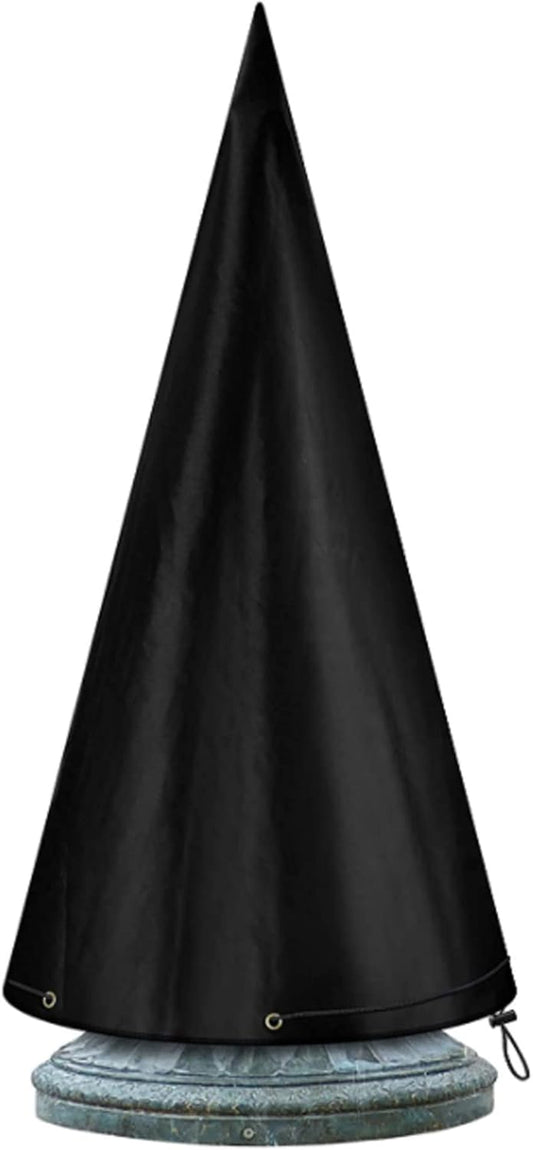 Outdoor 48"X61" Garden Fountain Cover, Heavy Duty Waterproof Bird Bath Cover, Fountain Cover with Locking Drawstring for Winter, Black