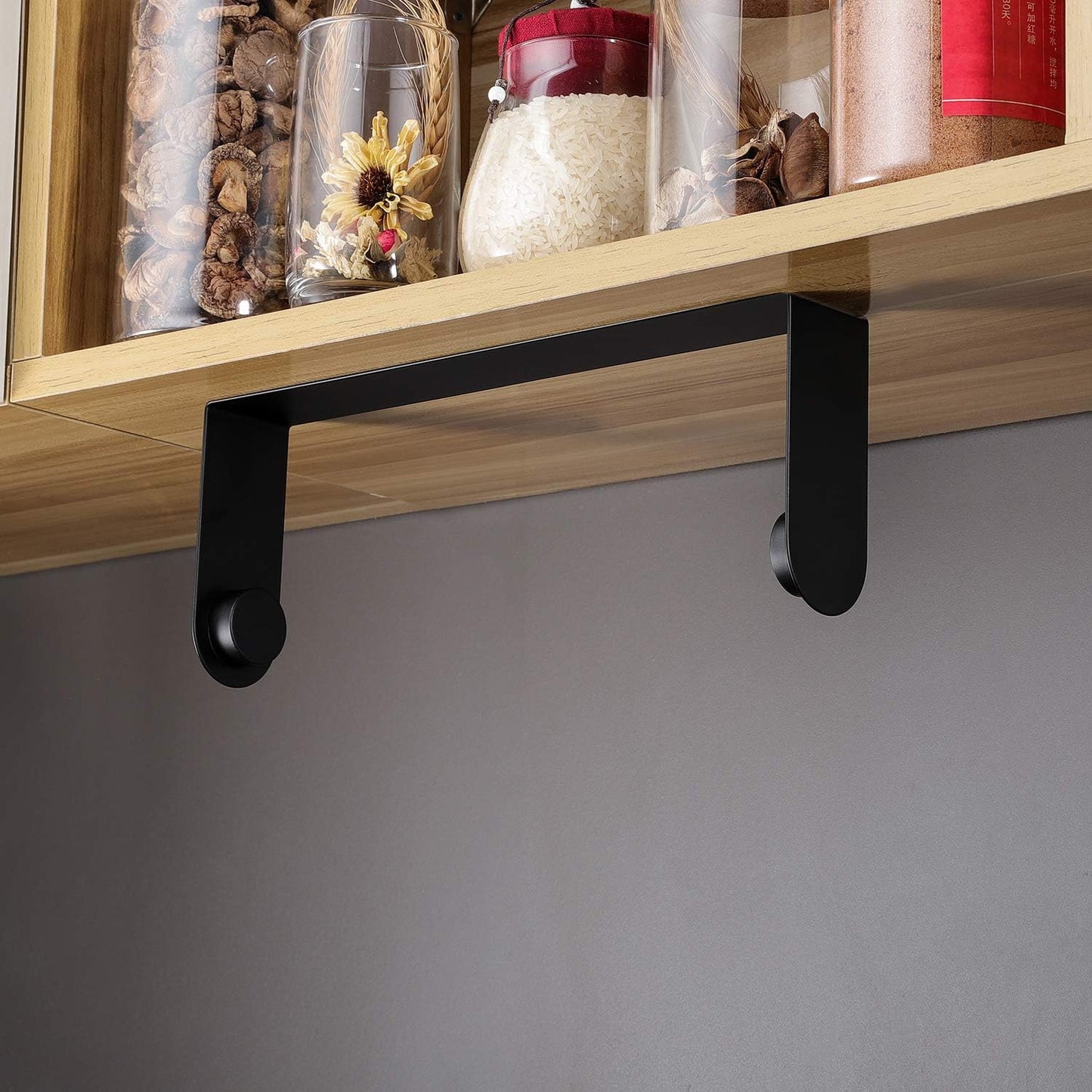 Wall-Mounted Black Paper Towel Holder - Self-Adhesive Under-Cabinet Rack in SUS-304 Stainless Steel for Kitchen Use