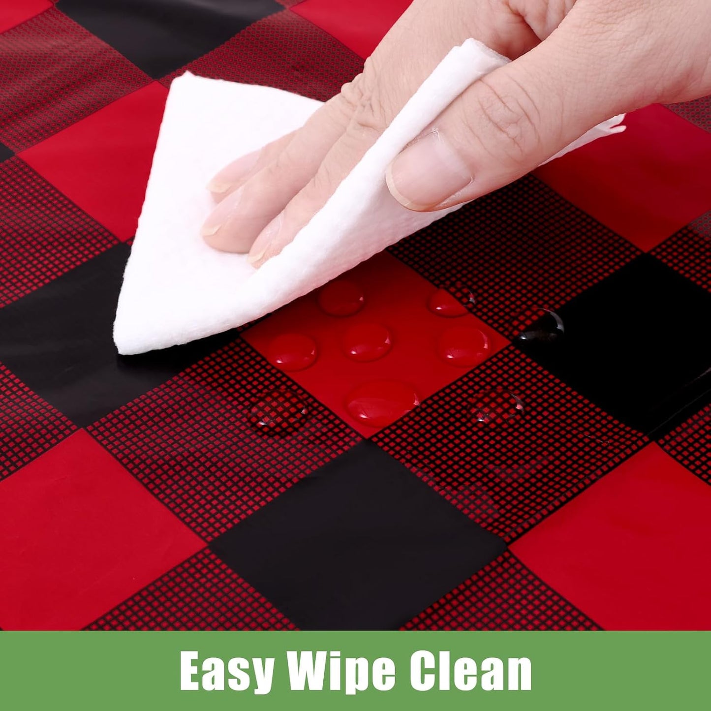 3 Packs Gingham Disposable Table Cloth, 54 X 108 Inch Waterproof Plastic Tablecloth, Rectangle Black and Red Checkered Table Covers for Picnic, Birthday, Party