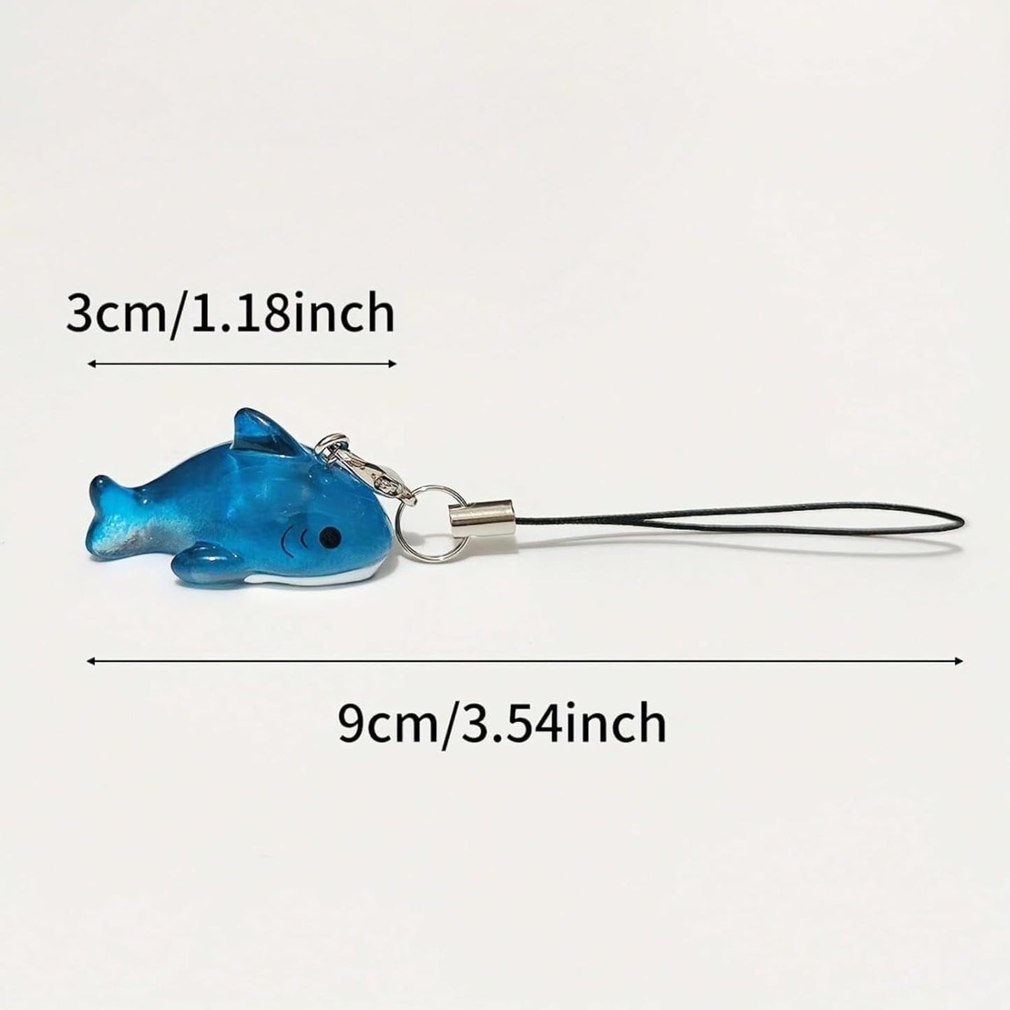 2Pcs Shark Phone Charms, Whale Shark Keychain, Blue Ocean Phone Charms for Bag Keychain Camera Decor