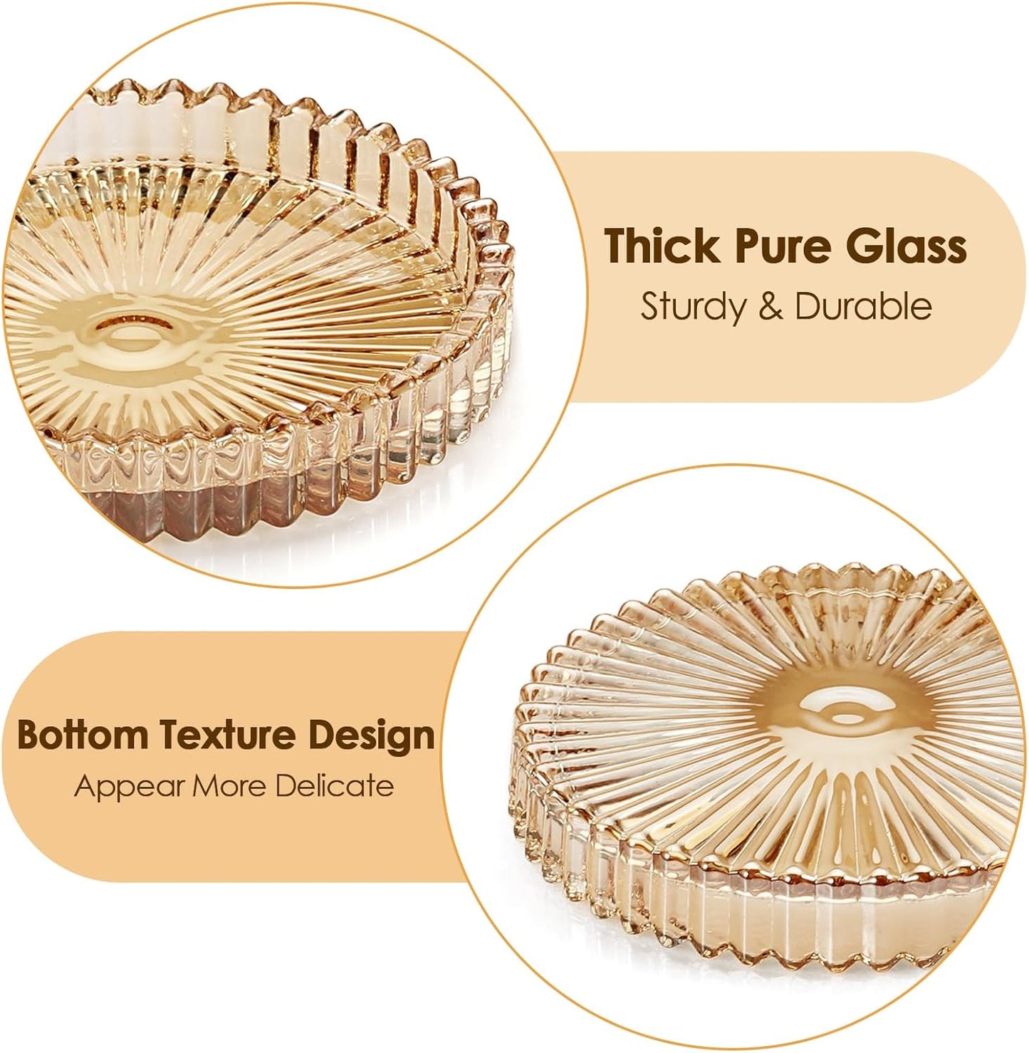 Modern Amber Glass Coaster Set of 5 - Elegant Round Coasters for Drinks, Ideal for Coffee Tables, Offices, Kitchens, Bars, Dining Rooms, Living Rooms, and Patios
