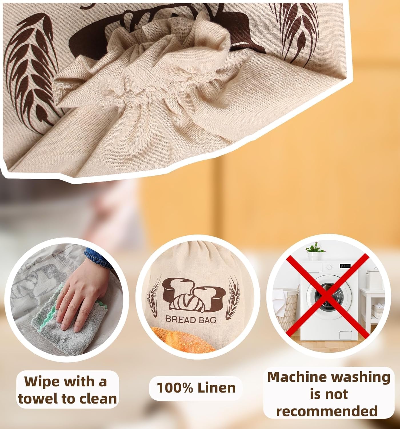 2 Pack Bread Bags for Homemade Bread Sourdough Organic Linen Sourdough Bread Bags 17" X 13" XL Reusable Linen Bread Baking Supplies Bread Storage Housewarming Gift