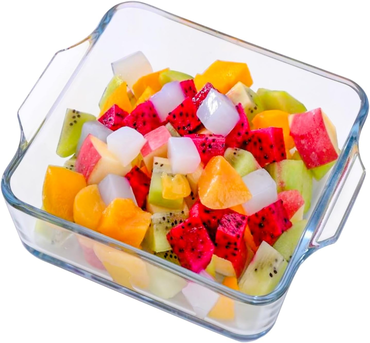 Glass Square Baking Dish Individual Portion Baking Pan for Oven Microwave Square Egg, Clear Prep Bowls with Handle (Transparent, 6")