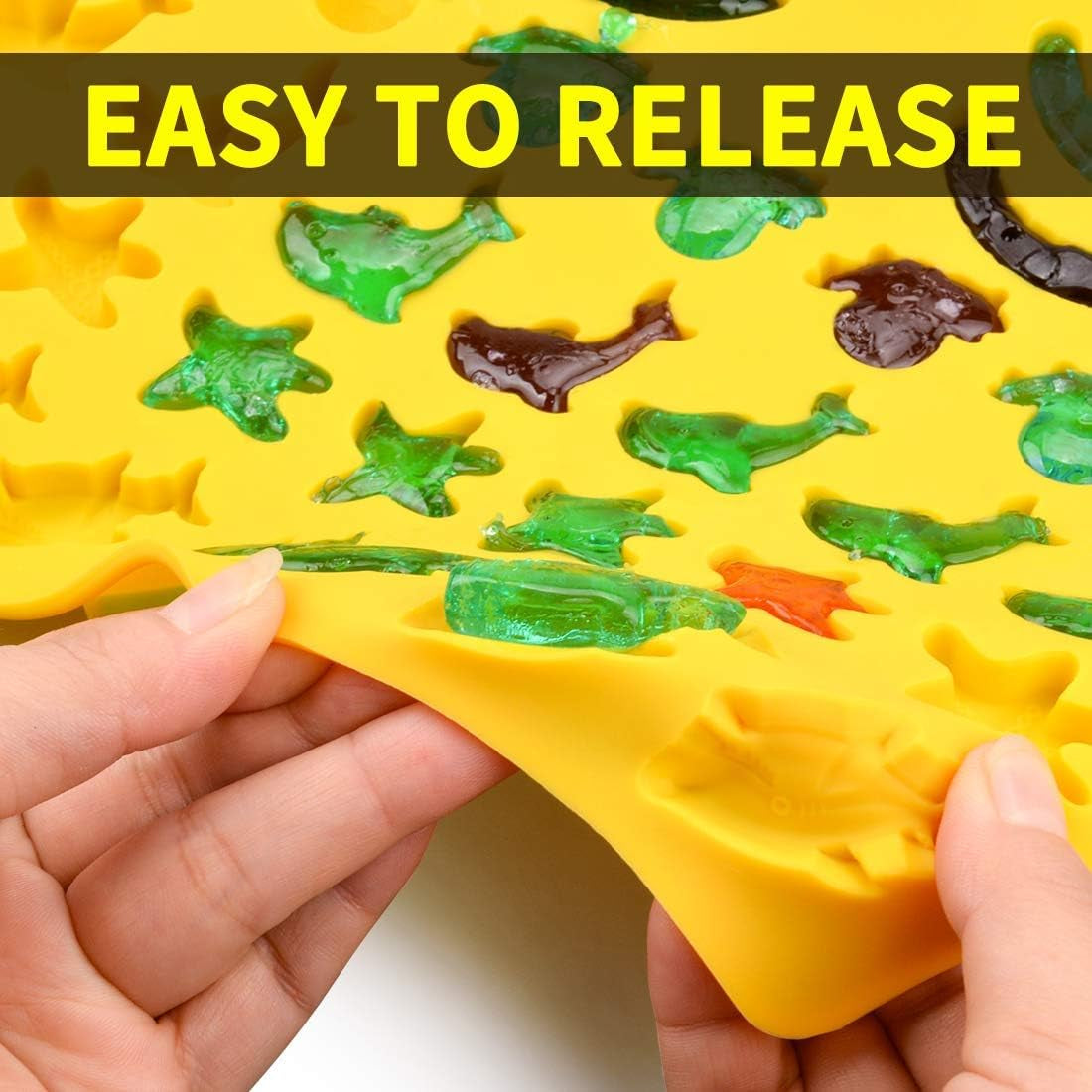 Gummy Molds Hard Candy Molds - Candy Molds Silicone Including Worms, Starfishs, Dolphins, Octopus, Sharks Sea Mold, Pinch Test Approved Pack of 3 Ocean Molds