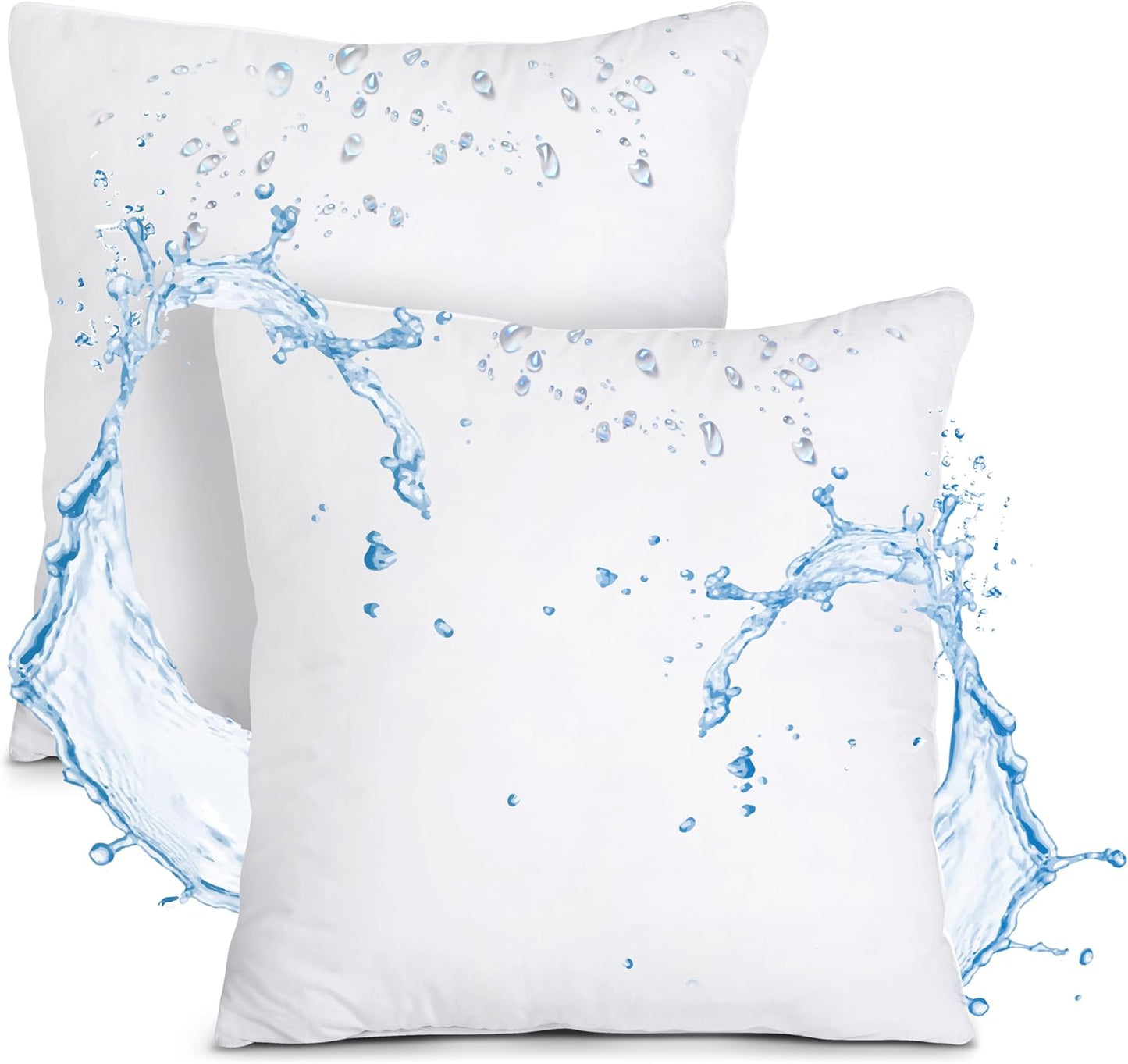 Outdoor Pillow Inserts 18 X 18 Inches (Pack of 2, White), Water Resistant Garden Throw Pillows for Patio and Porch Furniture