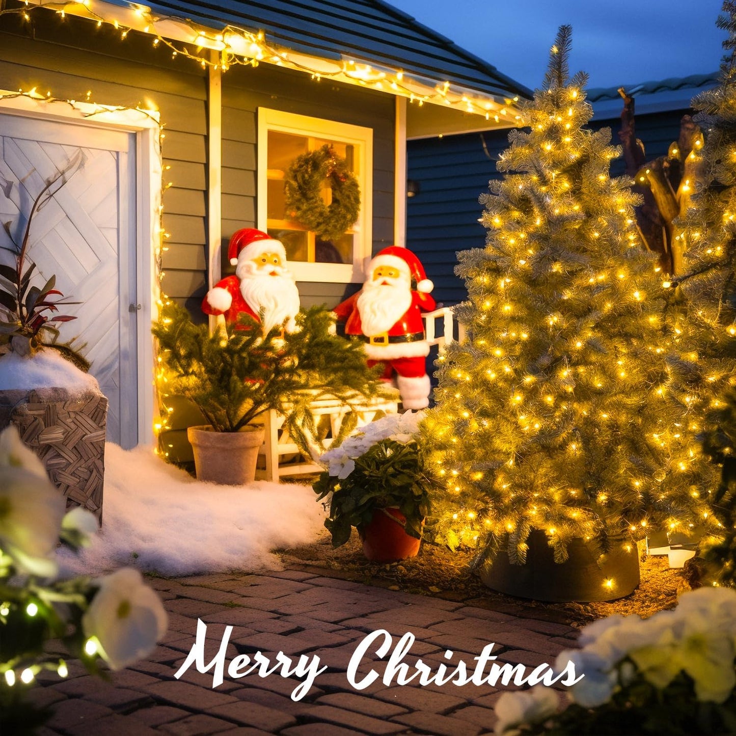 163Ft 500 LED Warm White Christmas Lights Outdoor, Plug-In Outdoor String Lights for Classroom, Clear Wire 8 Modes Remote Control Christmas Tree Lights for Christmas Bedroom Tree Classroom