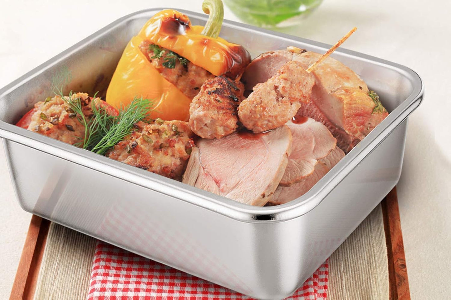 Lasagna Pan, Rectangular Cake Pan Roaster Pasta Baking Cookie Sheet Pans Stainless Steel, Heavy Duty & Durable, Oven & Dishwasher Safe, 12.7" L X 3.2" H