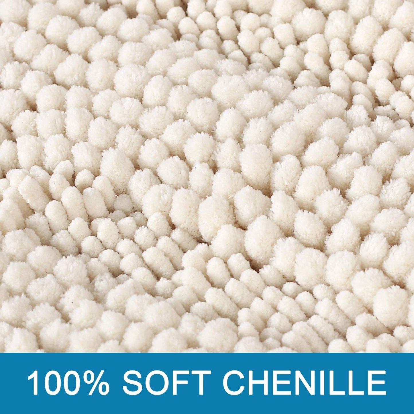 Bathroom Rugs Bath Rugs for Bathroom Non Slip Bath Mats Extra Thick Chenille Striped Rug 17" X 24" Absorbent Soft Shaggy Washable Dry Fast Bath Mats for Bath Room Floor - Ivory