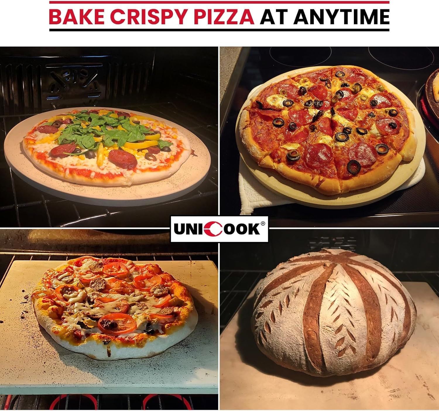 Small Pizza Stone 10.25 Inch for Oven and Grill, round Baking Stone, Thermal Shock Resistant Cordierite Oven Pan with Plastic Dough Scraper, Ideal for Cooking Pizza, Bread