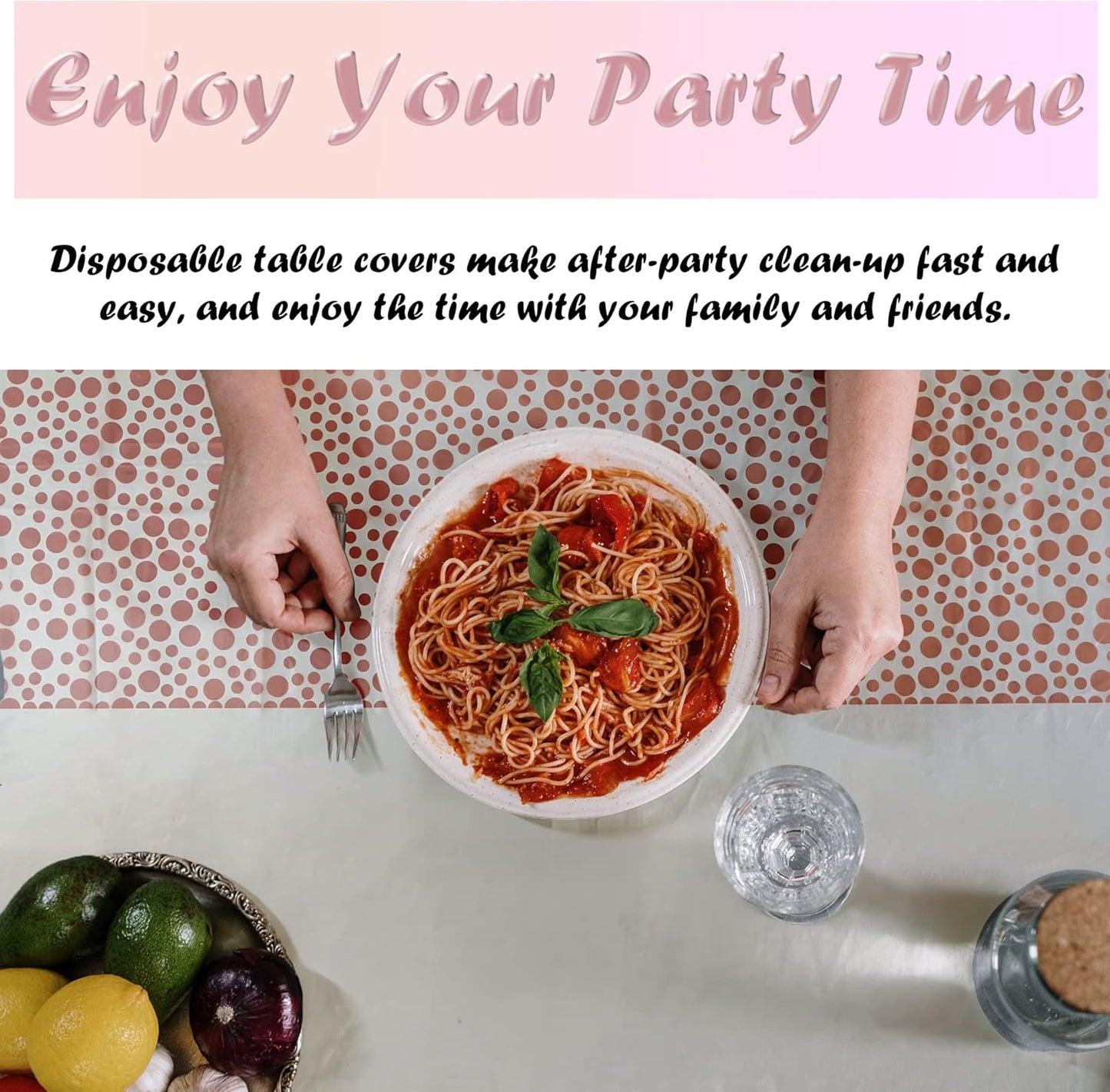 12-Pack Blue Dot Confetti Disposable Tablecloths (54" x 108") with Table Runner Decorations for Weddings, Birthdays, Baby Showers, and Anniversaries