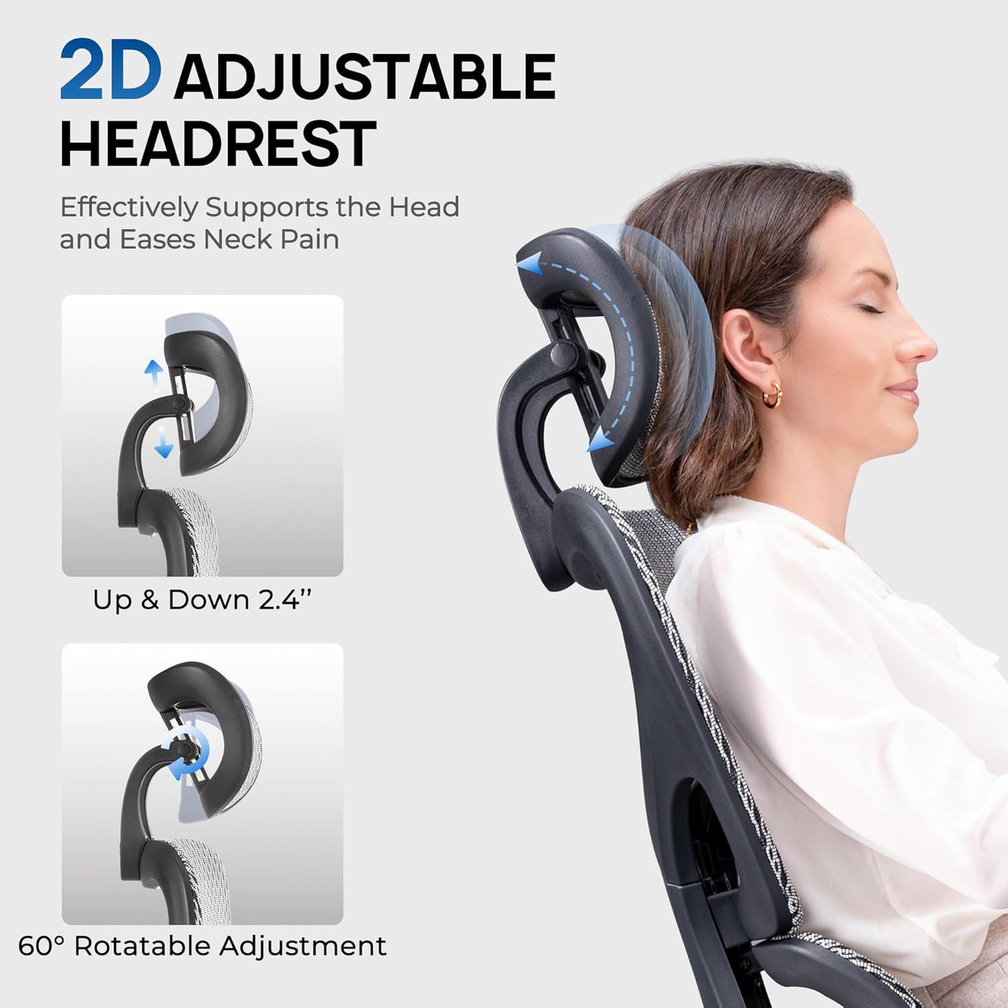 Ergonomic Mesh Office Chair with Footrest and Lumbar Support, Adjustable Gaming Chair with Multi-Tilt Backrest, Headrest, and 3D Armrests, Durable Steel Base, Grey and Black