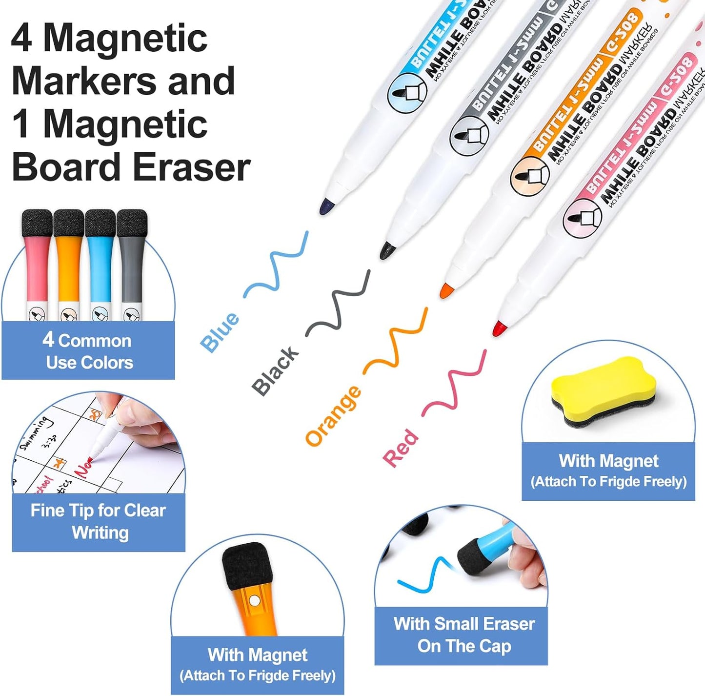 Dry Erase Magnetic Calendar for Refrigerator, 3 Pack- Monthly & Weekly & Daily Planner Magnet Whiteboard for Fridge Wall Door - Shopping, Meal/Menu, to Do List, Family Schedule Planning Board, 14"X11"