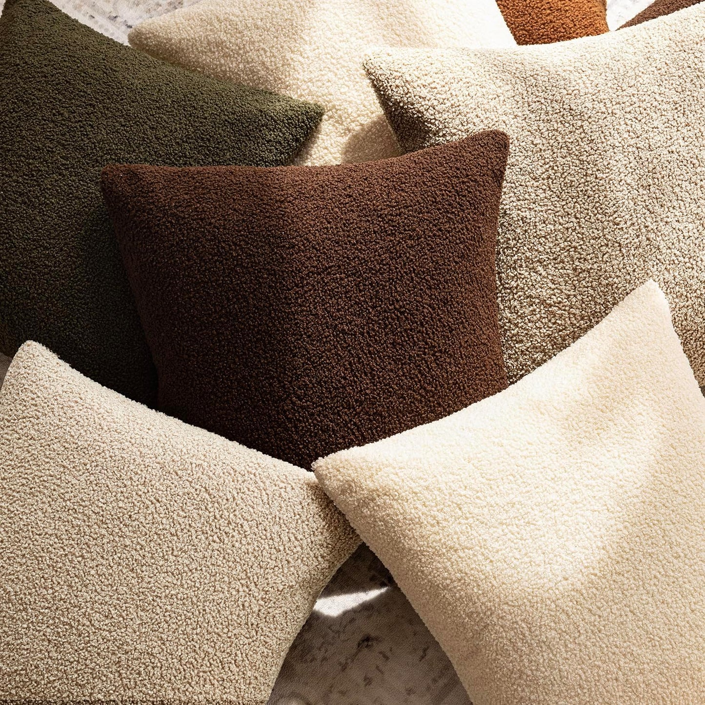 Pack of 2, Curly Faux Fur Decorative Throw Pillow Covers Soft Fuzzy Plush Cushion Case with Zipper Cozy Pillowcase for Home Living Room Couch Bed Sofa 16 X 16 Inch,Dark Brown