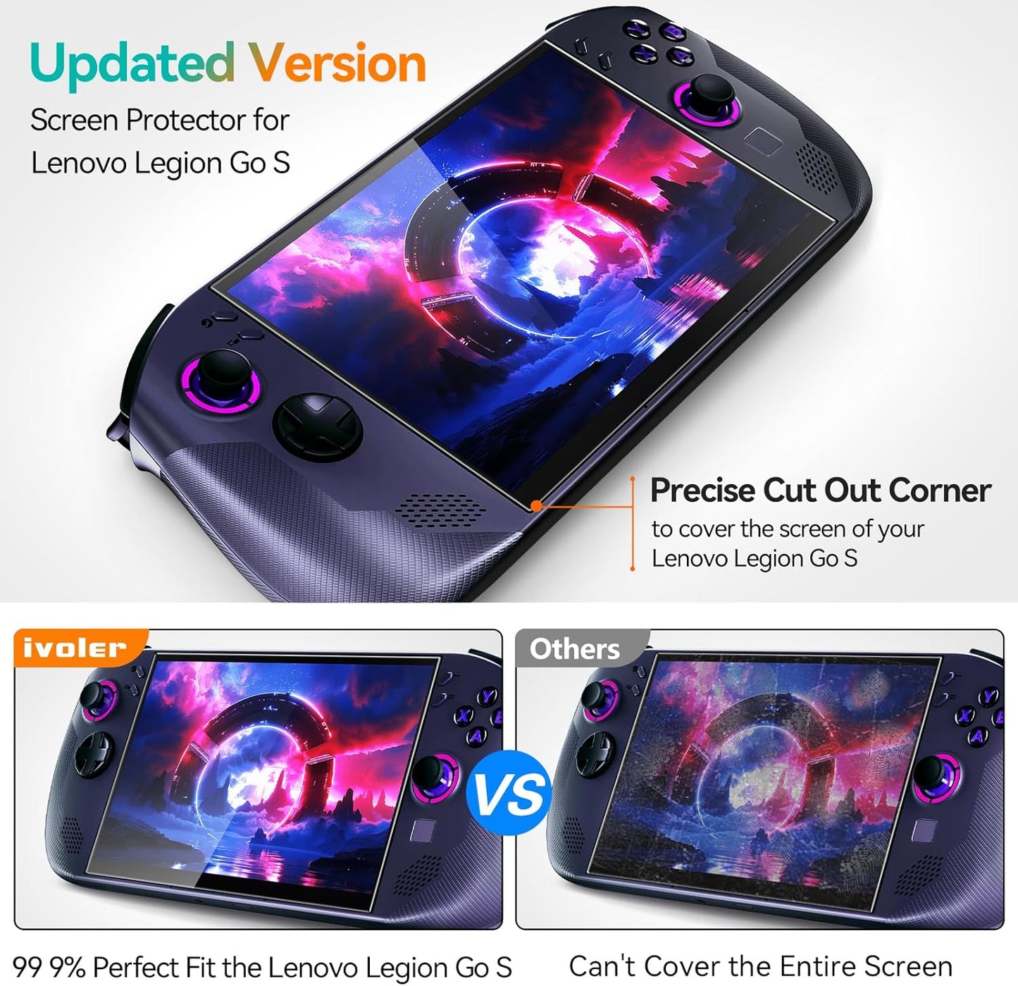 2 Pack Screen Protector for Lenovo Legion Go S Handheld 2025 with Alignment Frame, Tempered Glass, 8 Inch Full Coverage, Transparent Ultra HD, Anti-Scratch, Anti-Fingerprint