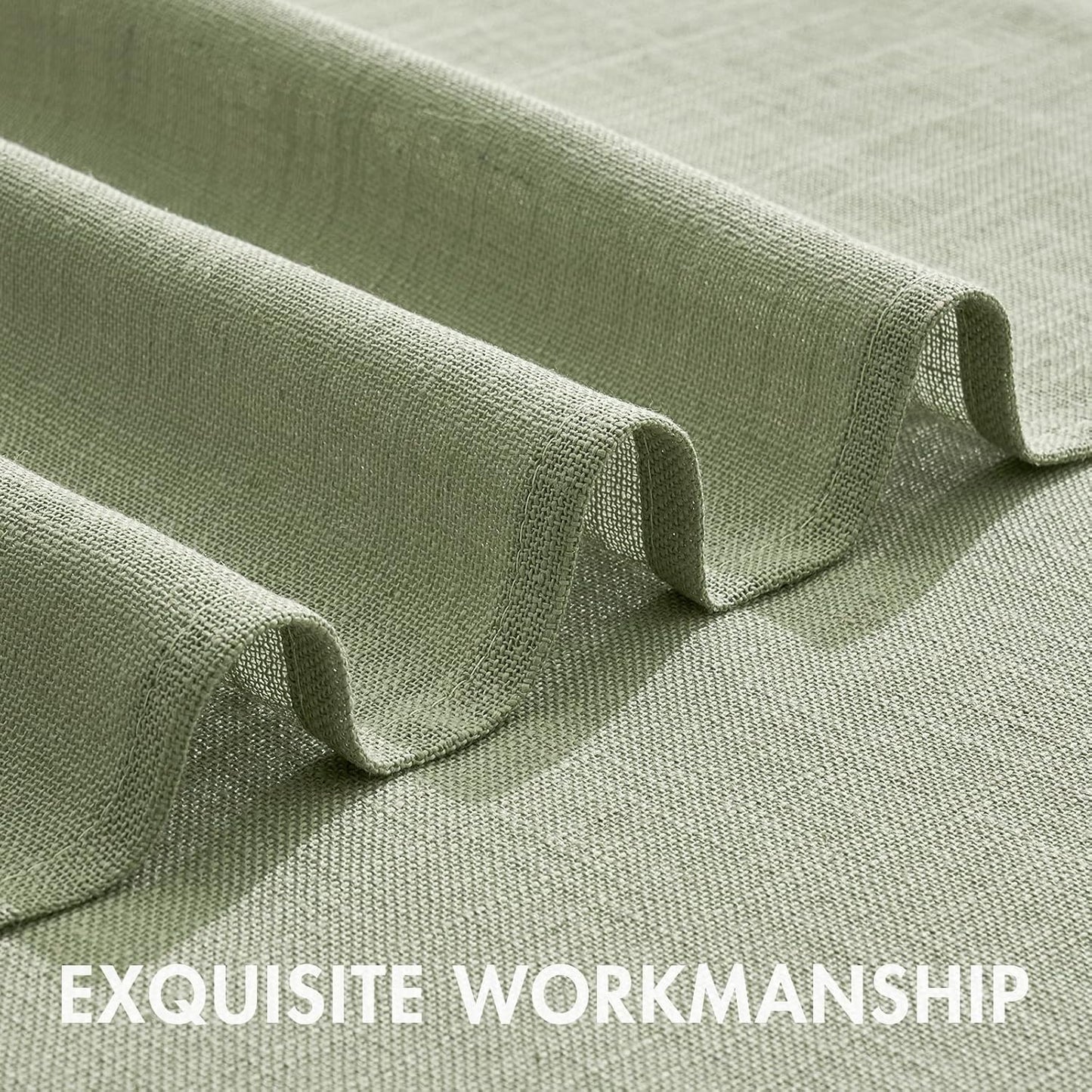 Linen Textured Kitchen Window Curtains over Sink 24 Inch Length Semi Sheer Farmhouse Small Small Curtains for Cafe Bathroom Basement, Short Rod Pocket Tier Curtains 2 Panels W26XL24, Sage Green