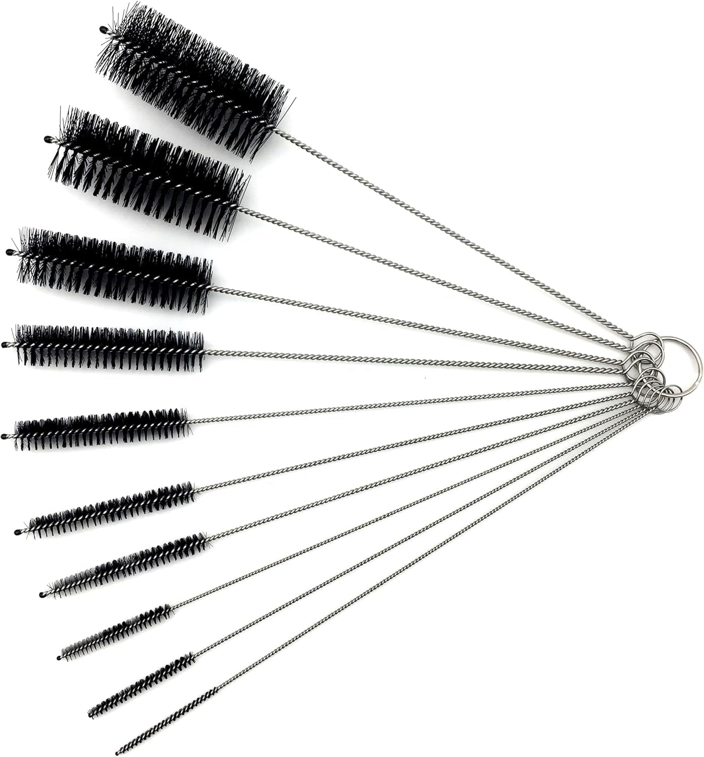 10 Piece Stainless Steel Straw Cleaning Brush Set - Durable Nylon Bristles - Multi-Size for Reusable Straws, Sippy Cups, and Narrow Neck Containers