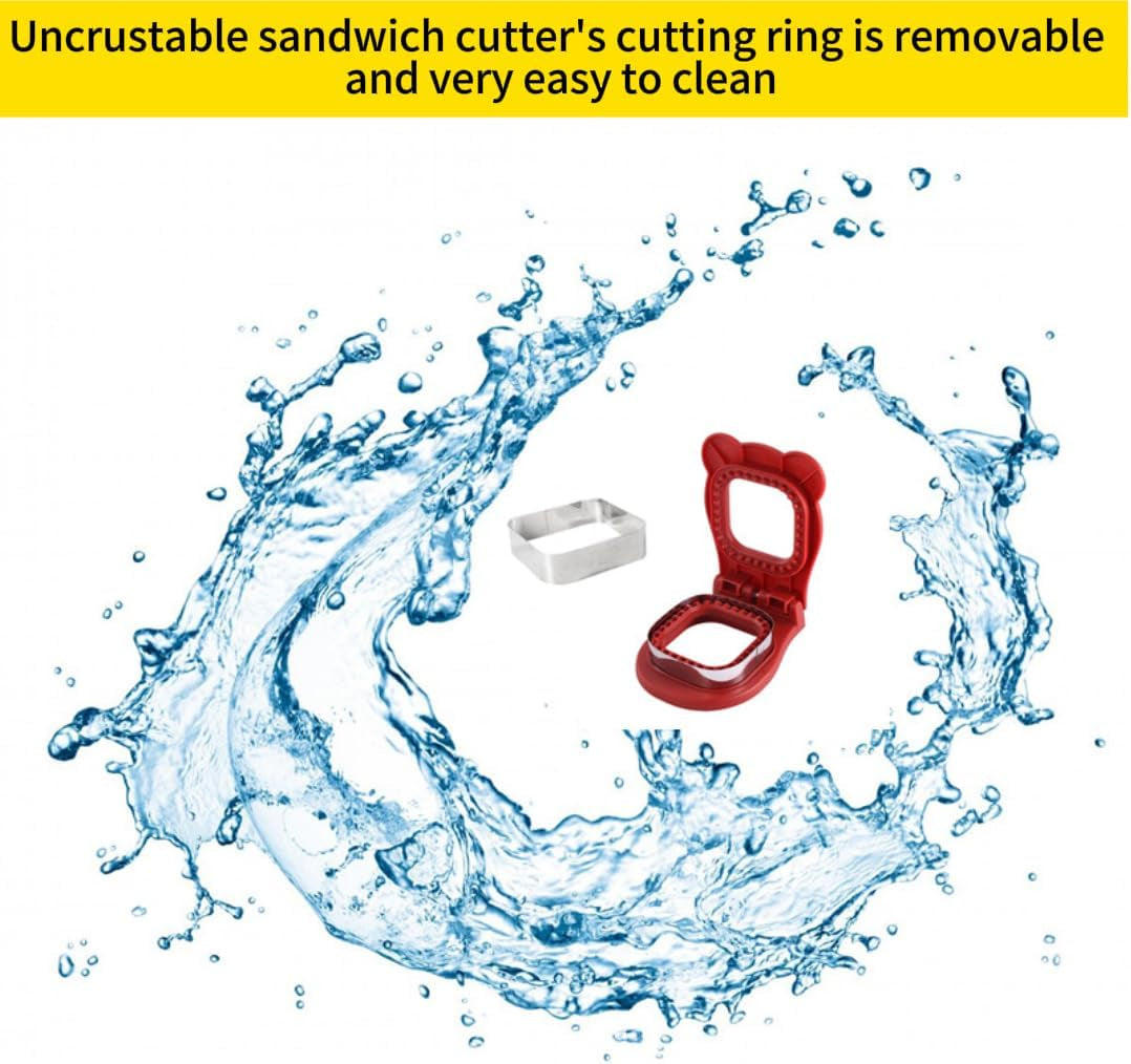 Sandwich Cutter and Sealer, Uncrustables Sandwich Maker for Making Lunchtime Easier,Square Sandwich Uncrustable Cutter for Kids Breakfast and Lunches (Square RED)