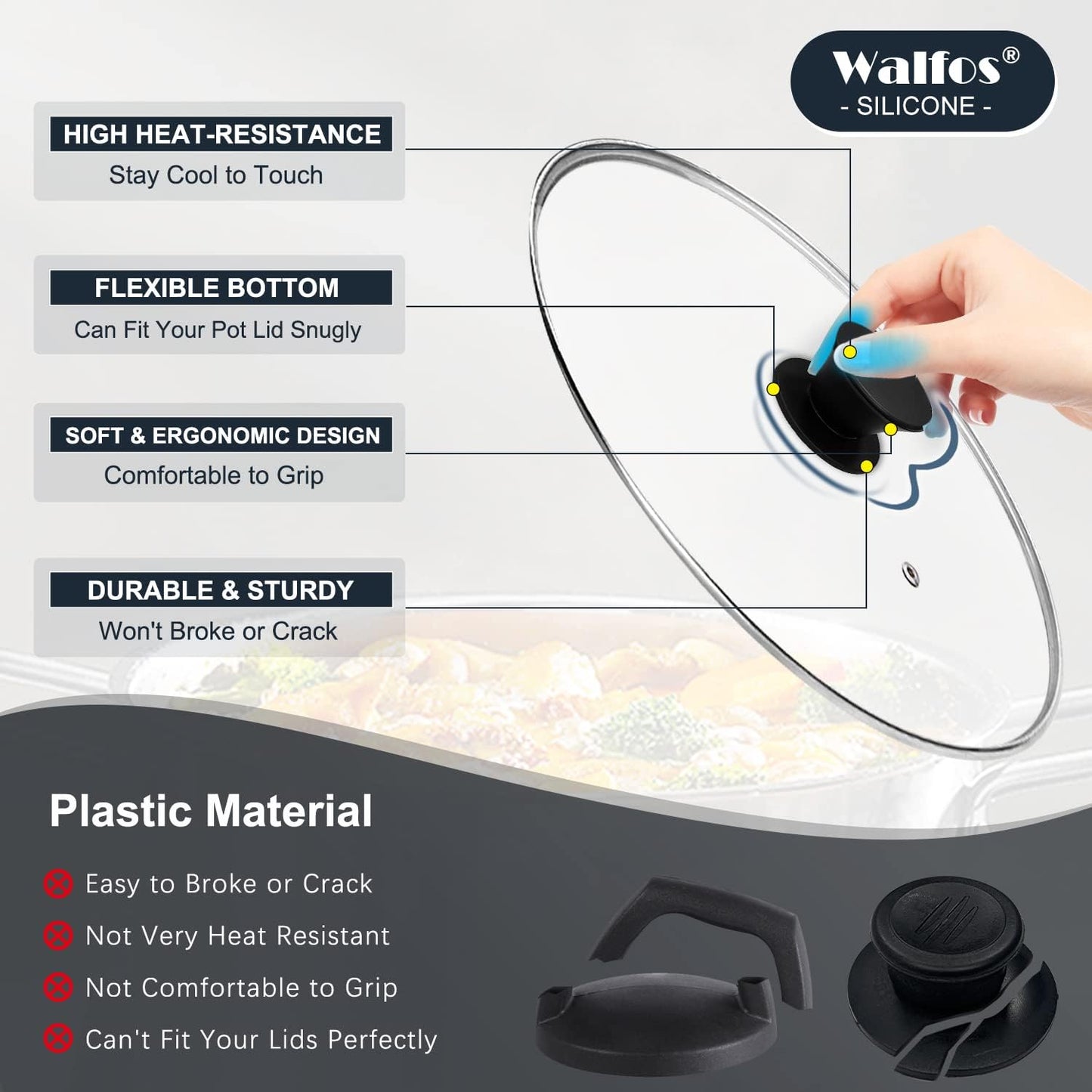 Universal Silicone Pot Lid Replacement Knob, Heat Resistant Pan Lid Holding Handles, BPA Free,Dishwasher Safe, Great for Slow Cookers, Skillets and Kitchen Cookware Covers, 1 Pack