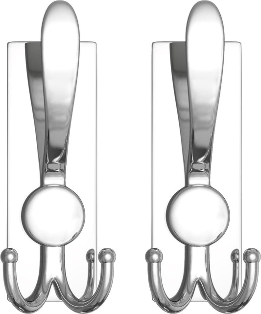 2 Pack Stainless Steel Heavy Duty Coat Hooks, Multifunctional Practical Hooks for Hanging Bathrobes, Coats, Towels, Backpacks, Hats & Kitchen Utensils, Modern Home Organization, Bright Surface