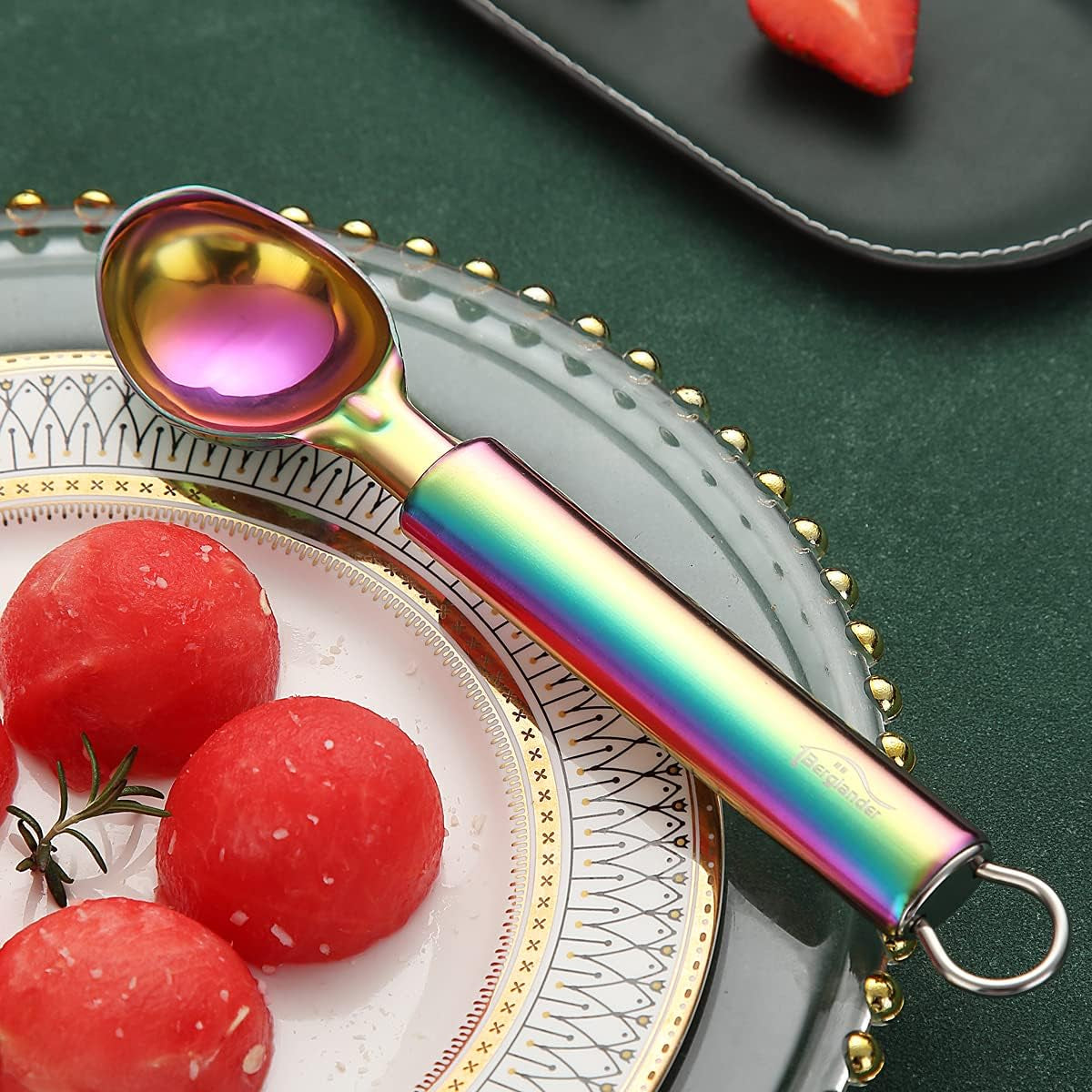 Titanium Plated Stainless Steel Ice Cream Scoop and Cookie Melon Baller, Dishwasher Safe Specialty Tool