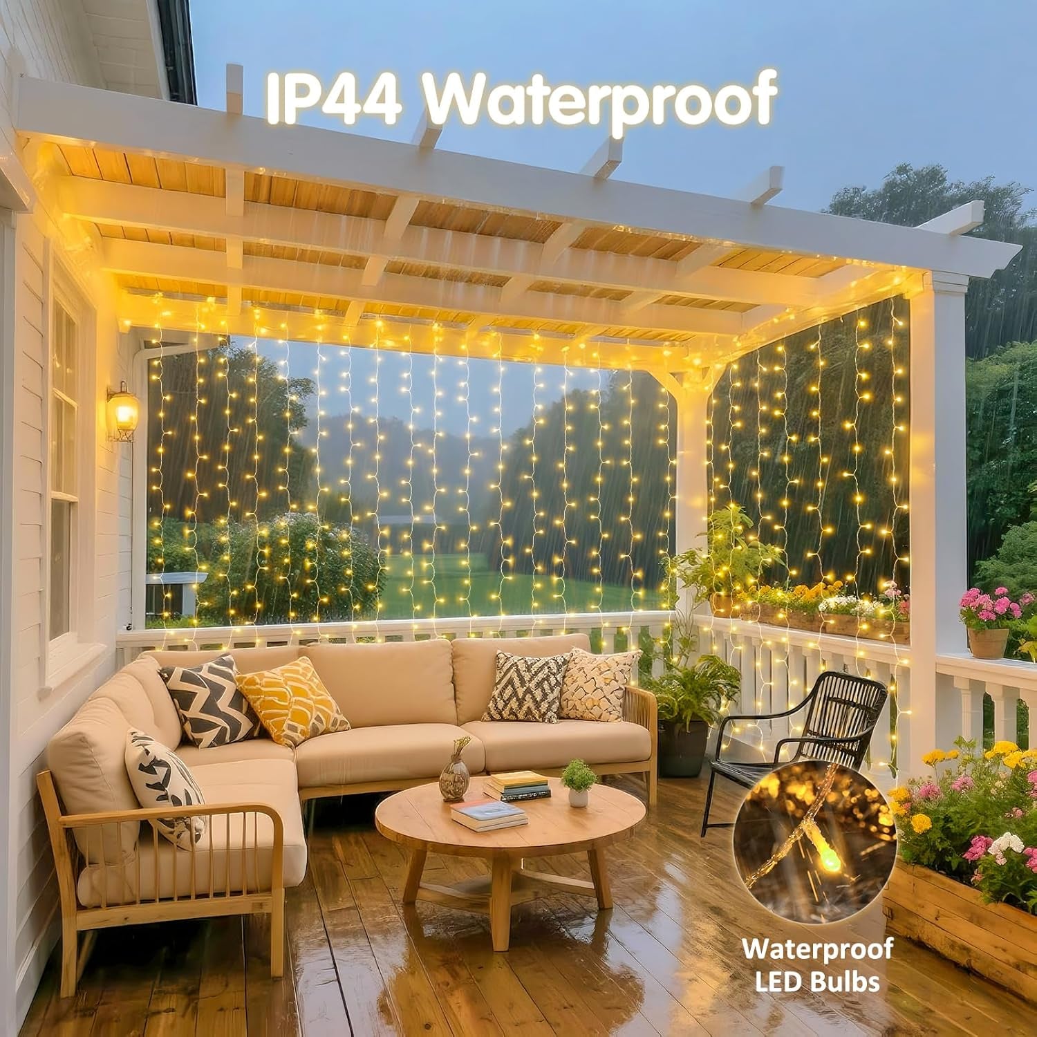 200 LED Curtain Lights for Bedroom, Warm White Hanging Curtain String Lights Indoor, USB Plug in Dorm Twinkle Lights with Remote for Wall Backdrop Wedding Birthday Party Decor, 6.5Ft X 6.5Ft