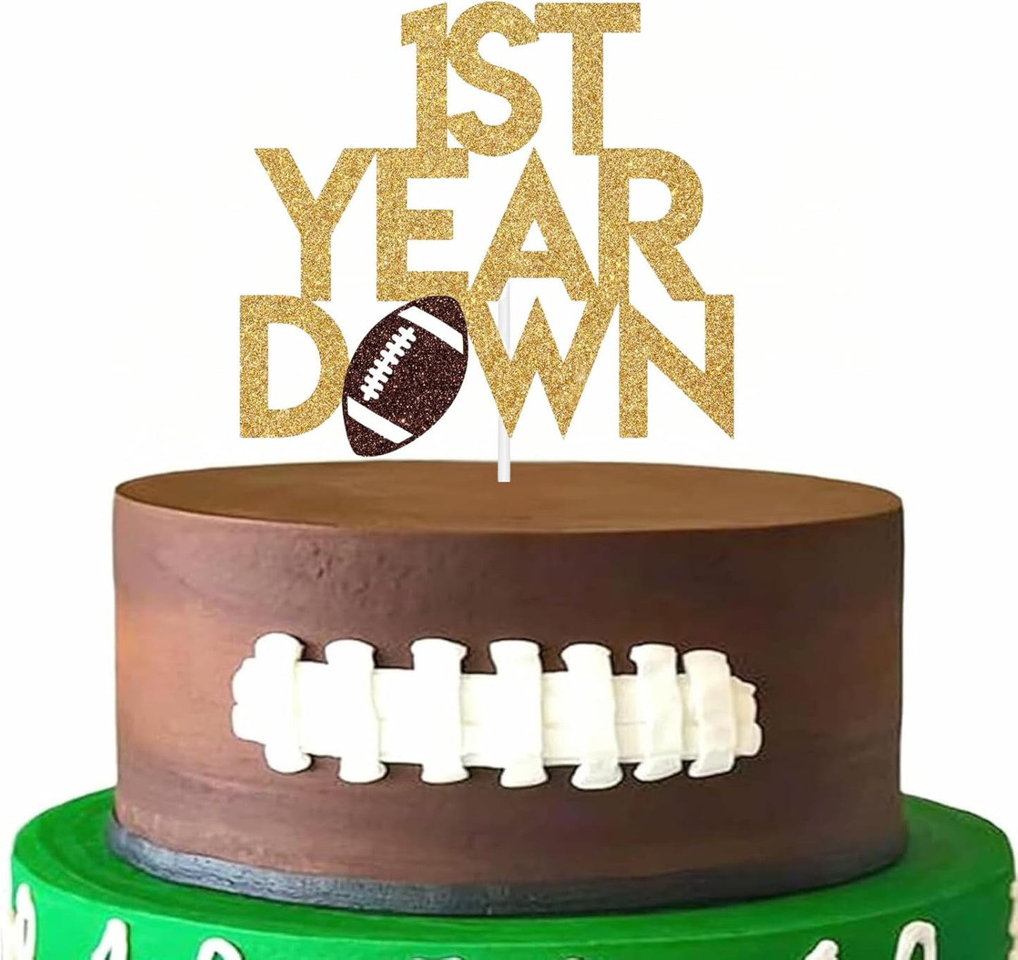 First Year down Birthday Party Decorations Football Theme Set, 1St Birthday Football Candle, High Chair Banner, Cake Topper, Hat for Baby'S First Birthday, First down Football Party Supplies