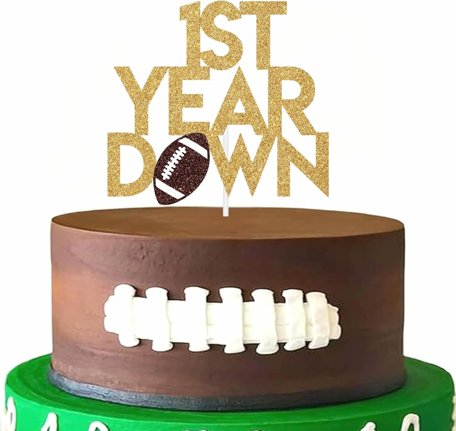 First Year down Birthday Party Decorations Football Theme Set, 1St Birthday Football Candle, High Chair Banner, Cake Topper, Hat for Baby'S First Birthday, First down Football Party Supplies