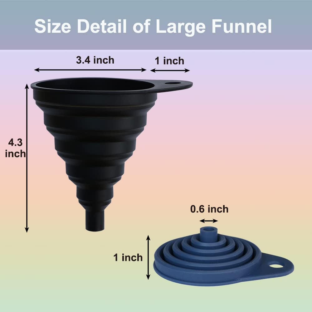 Collapsible Silicone Funnels 4 Pack + Silicone Funnels 4 Pack