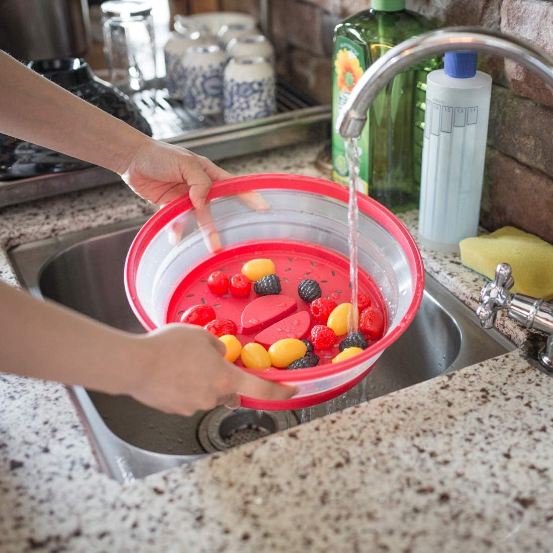 2-Pack Microwave Cover for Food,  Collapsible Microwave Food Cover for anti Splatter, Dishwasher-Safe Bpa-Free, 10.5 Inch, Red