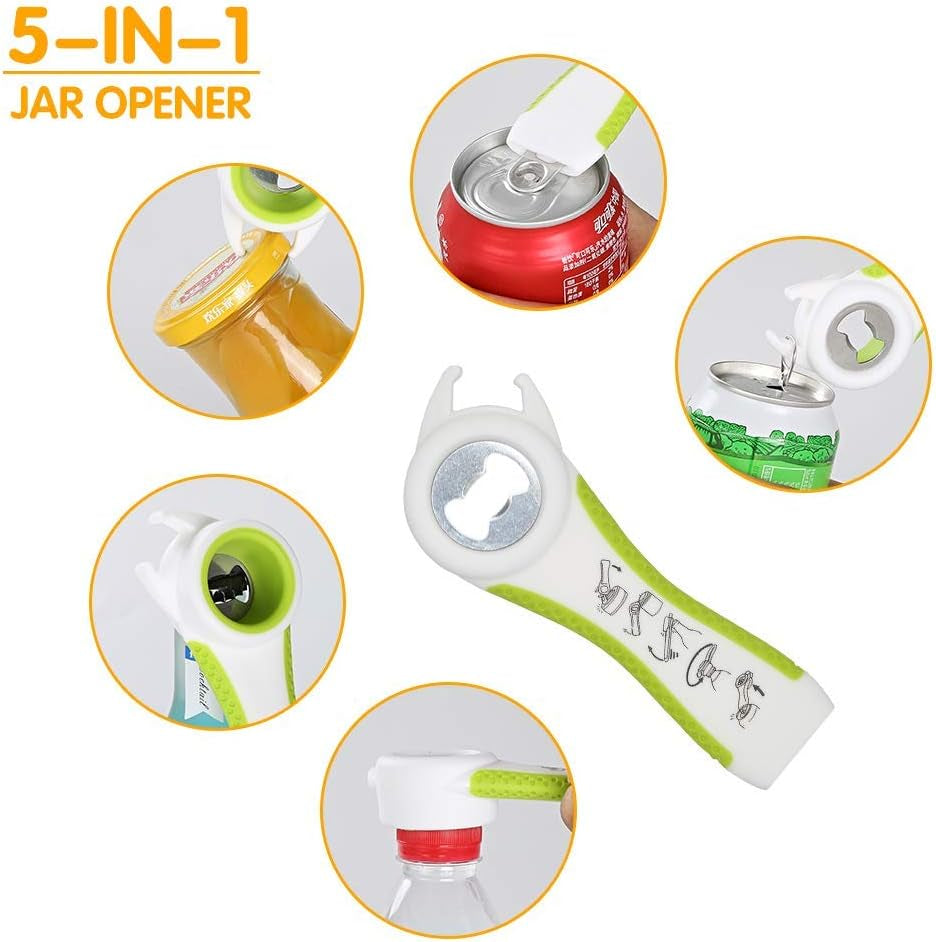 Ergonomic Jar and Bottle Opener with Silicone Grip for Effortless Lid Removal - Ideal for Seniors, Children, and Individuals with Arthritis (Green)