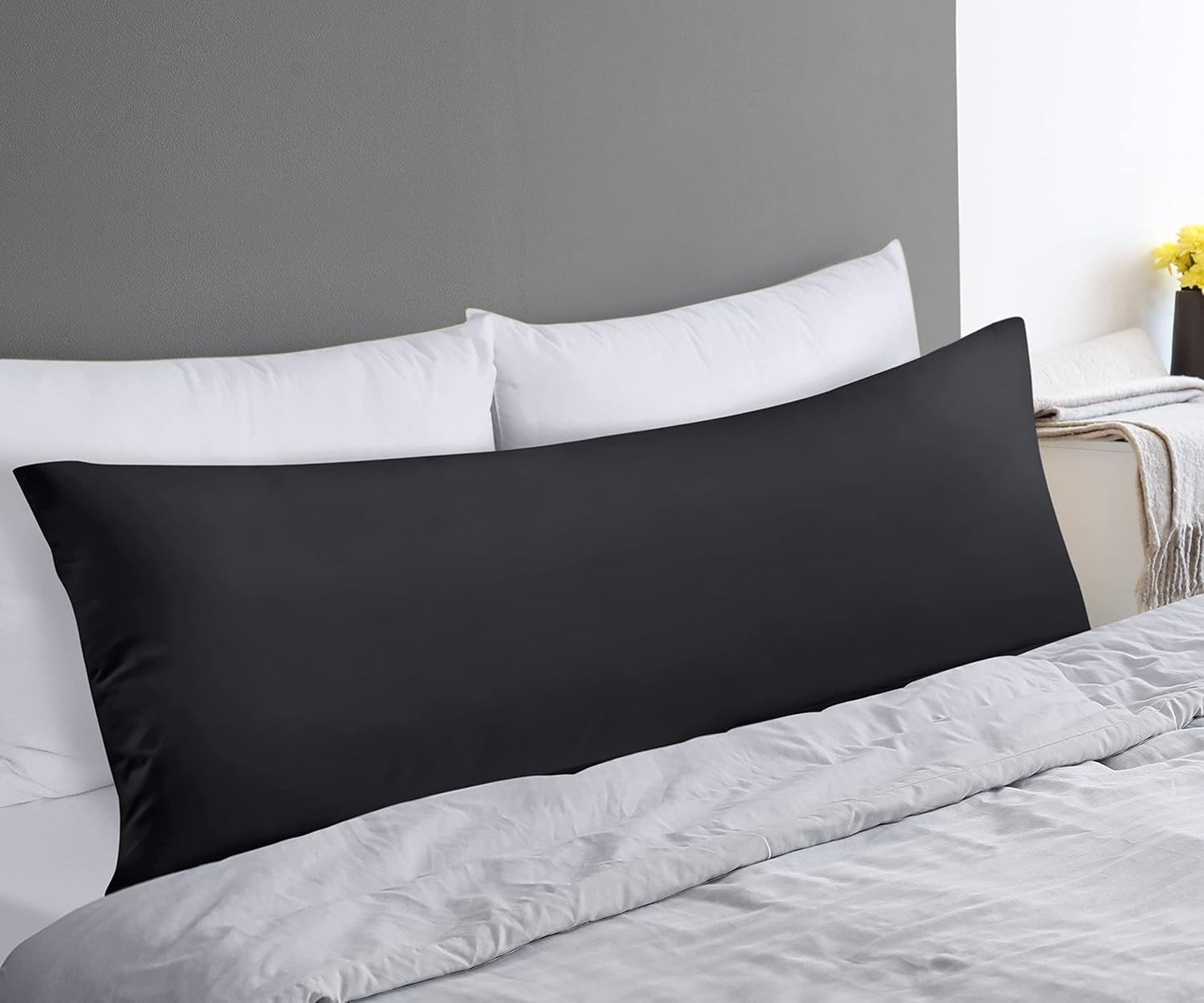 Full Body Pillow for Adults (Black, 20 X 54 Inch), Long Pillow Insert for Sleeping, Ideal for Side Sleepers