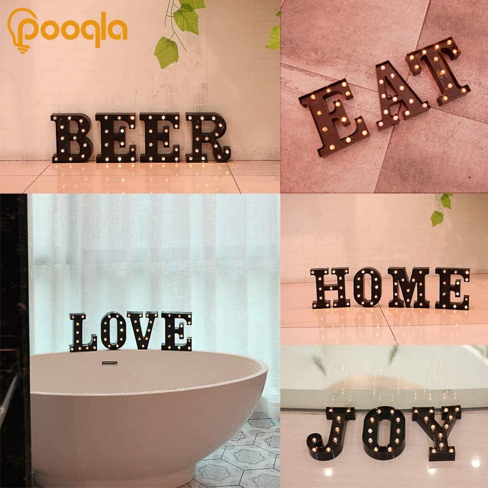 Light up LED Letter Marquee Sign - Alphabet Marquee Letters with Lights for Wedding Birthday Party Christmas Night Light Lamp Home Bar Decoration A, Black