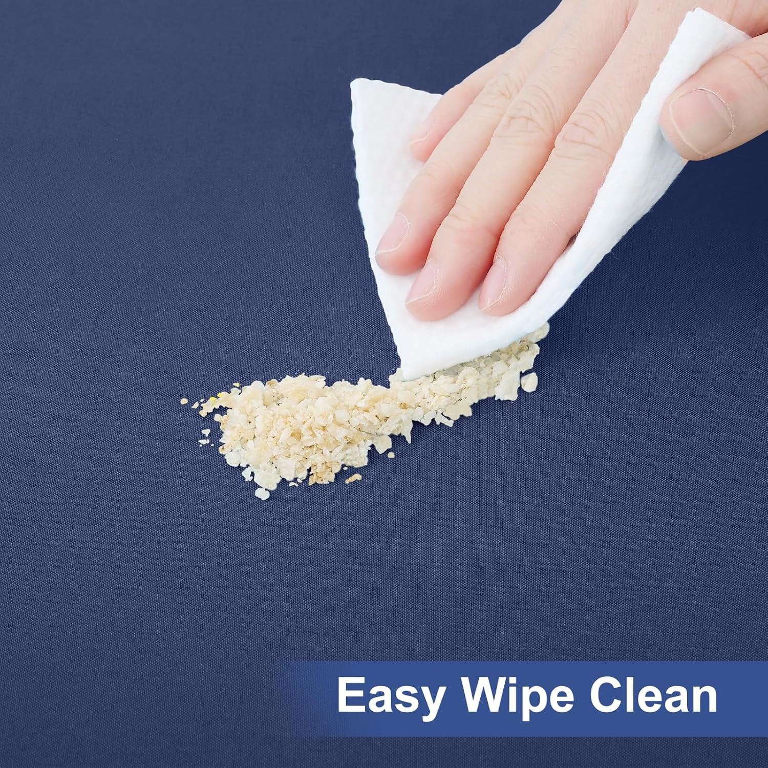 2 Pack 6 Foot Rectangle Elastic Fitted Tablecloth, Waterproof Fabric Table Cover, Washable Polyester Table Cloth for Picnic, Camping, Outdoor (Navy, 30" X 72")