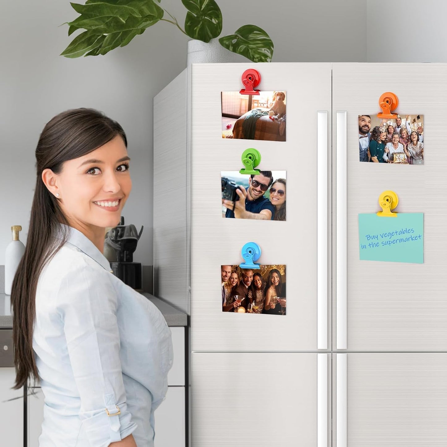 Set of 6 Magnetic Clips for Refrigerator and Whiteboard Organization and Decoration in Kitchen and Office