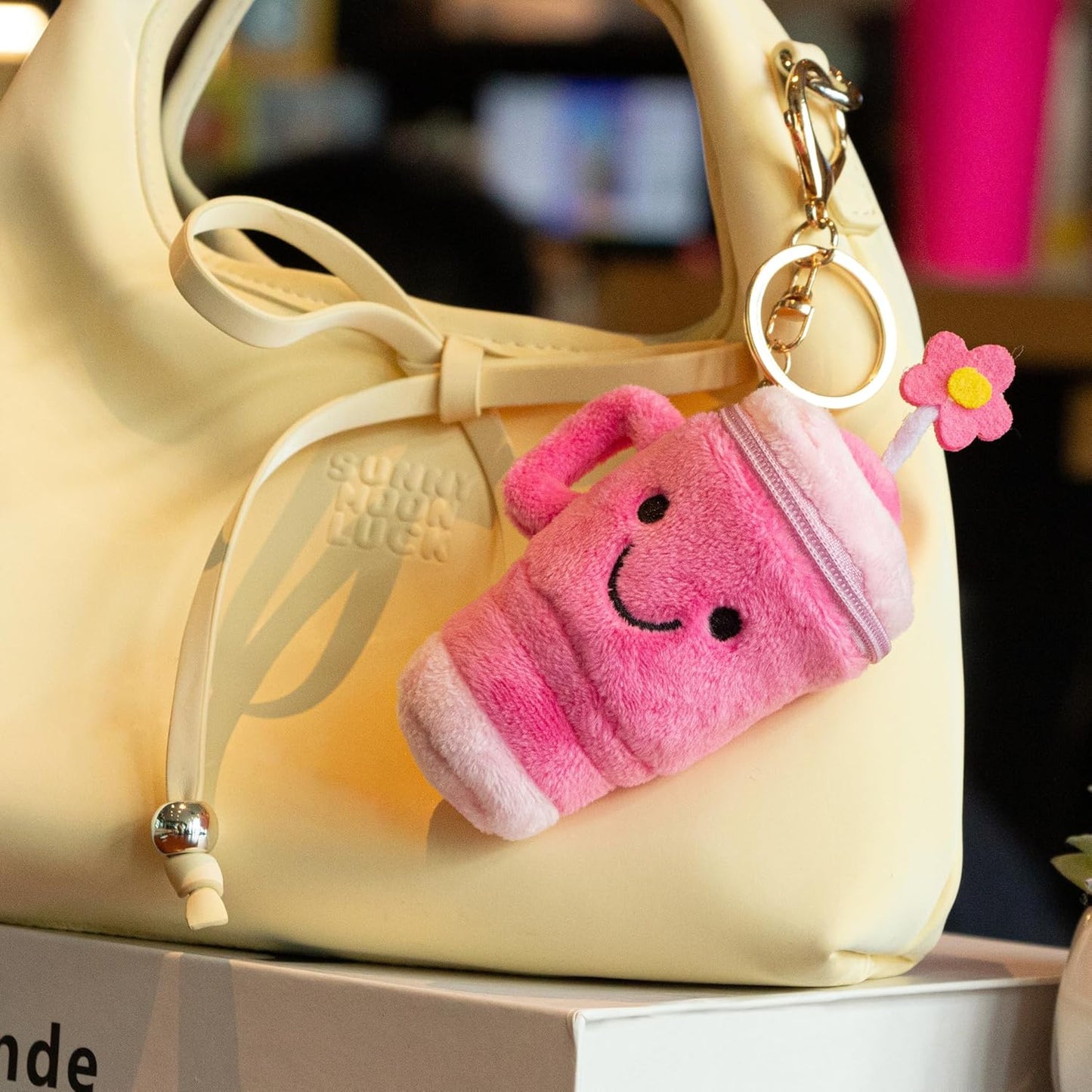 Plush Keychain Coin Purses, Chapstick Holder Key Chain Cute Kawaii Handmade Zipper Pouch, Bag Charms