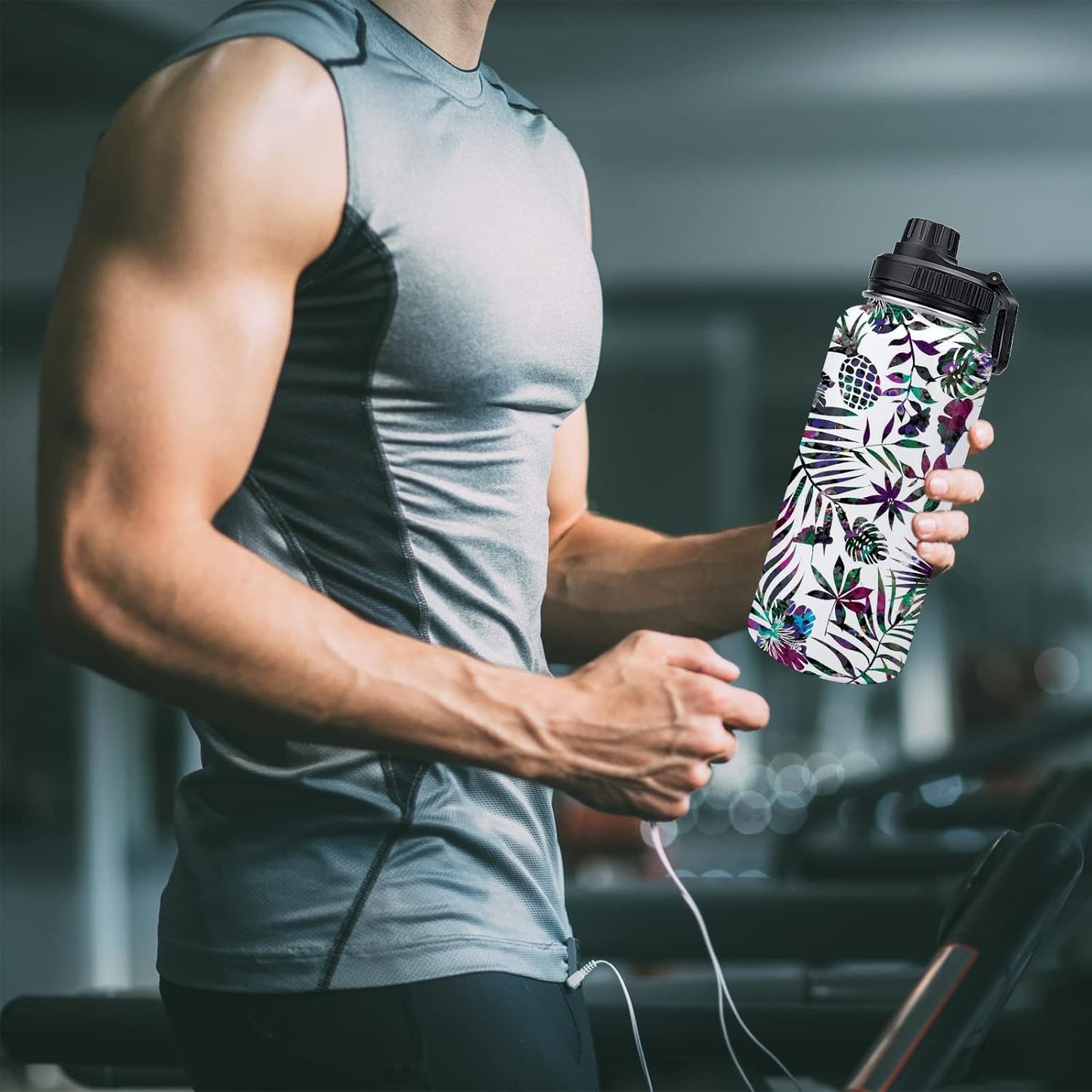 32Oz Stainless Steel Sublimation Sports Water Bottle,Insulated Thermos Mugs with Shrink Wrap Films and Wide Mouth Lid,Double Wall Vacuum Tumbler Keeps Liquids Hot or Cold (White 4 PACK)