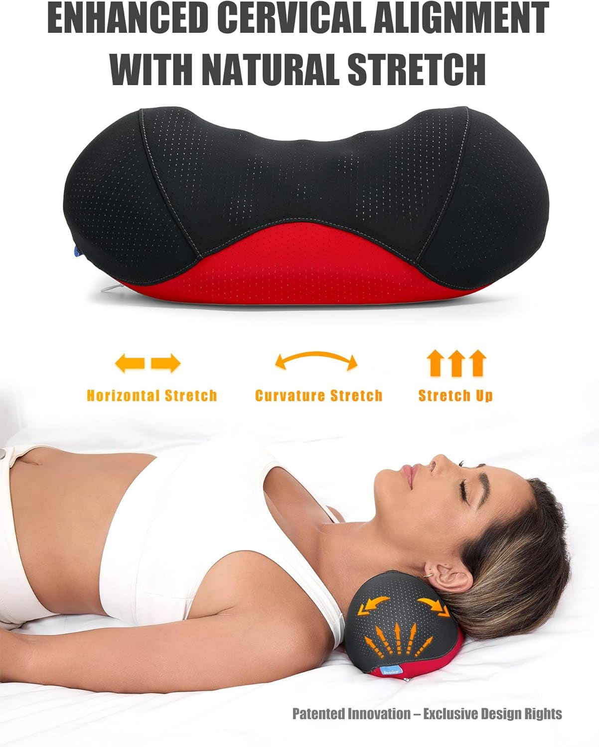 Patented Dual-Layer Cervical Neck Roll Pillow-Comfort Top + Firm Memory Foam Base,Ergonomic Contour Support,Cooling Breathable Case- Relieves Neck Pain from Office,Travel,Sleep& Poor Posture