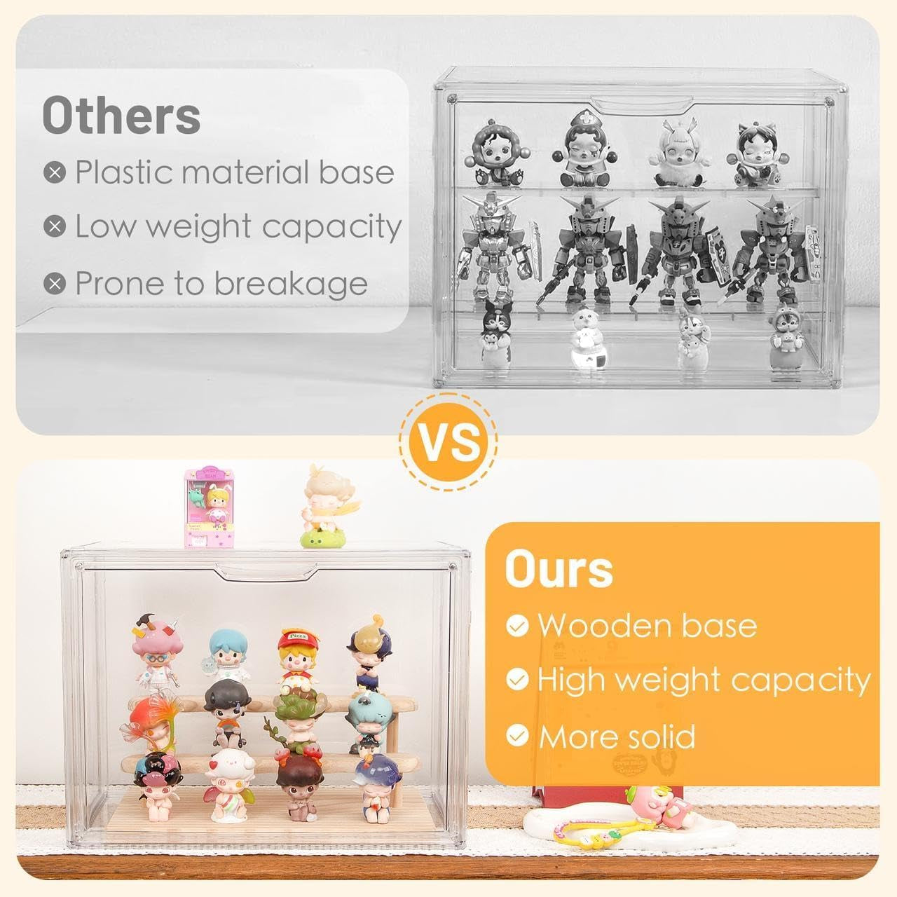 Blind Box Display Case, Acrylic Figures Display Case Clear for Collectibles, Birthday Gift, Stackable Storage Box with Magnetic Door Action