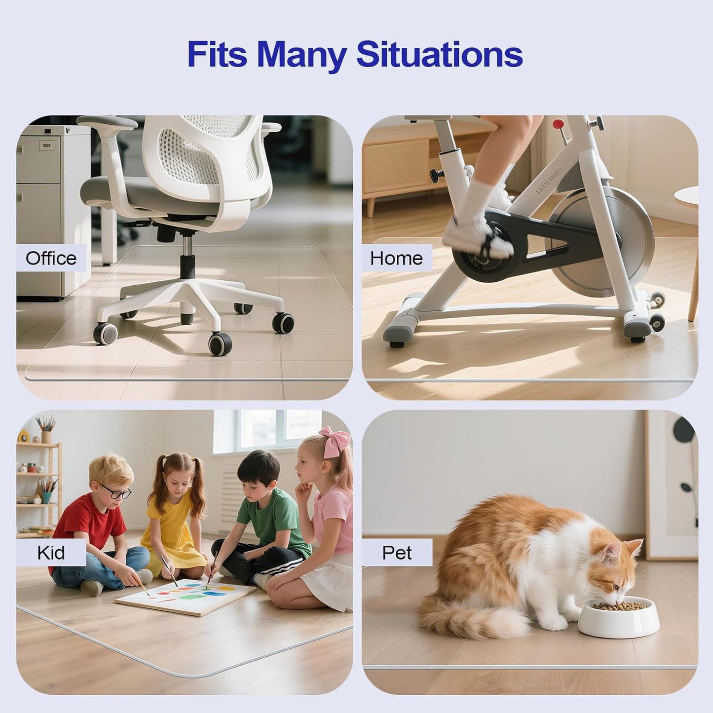 Office Chair Mat for Hardwood Floor, 30"×48" Office Computer Desk Chair Mat, Transparent PVC Heavy Duty Floor Protector Mats for Rolling Chairs, Not for Carpets