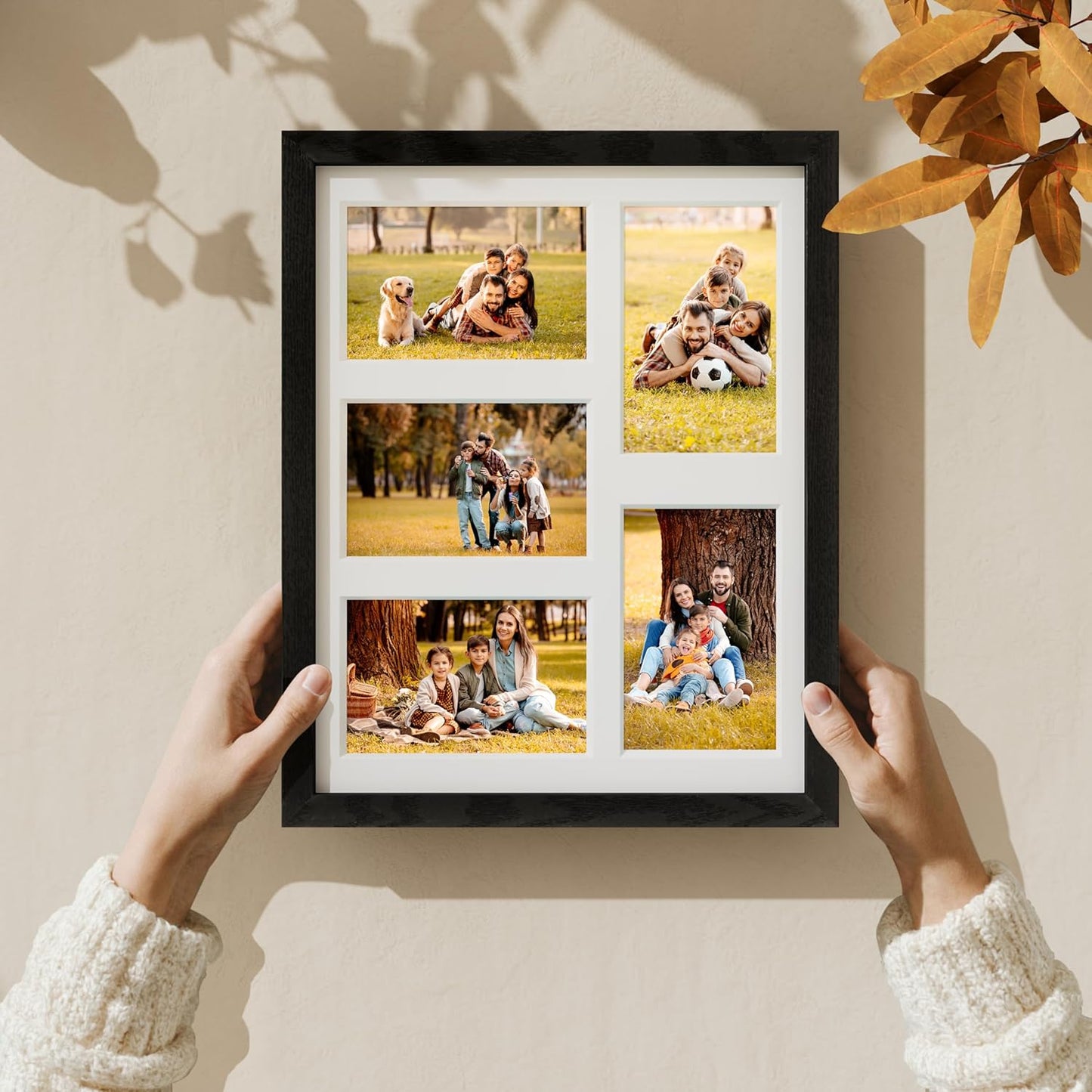 11X14 Collage Picture Frame, Displays 5Pcs 4X6 Pictures with Mat or 1Pcs 11X14 without Mat for Wall Mounting, Picture Frames Collage Wall Decor in Black, 1 Pack