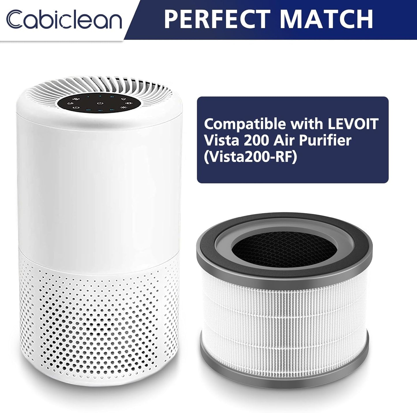 Vista 200 Air Purifier Replacement Filter Compatible with LEVOIT Vista 200 Air Purifier, 3-In-1 Replacement Filter, High-Efficiency Activated Carbon, Vista200-Rf, 2 Pack