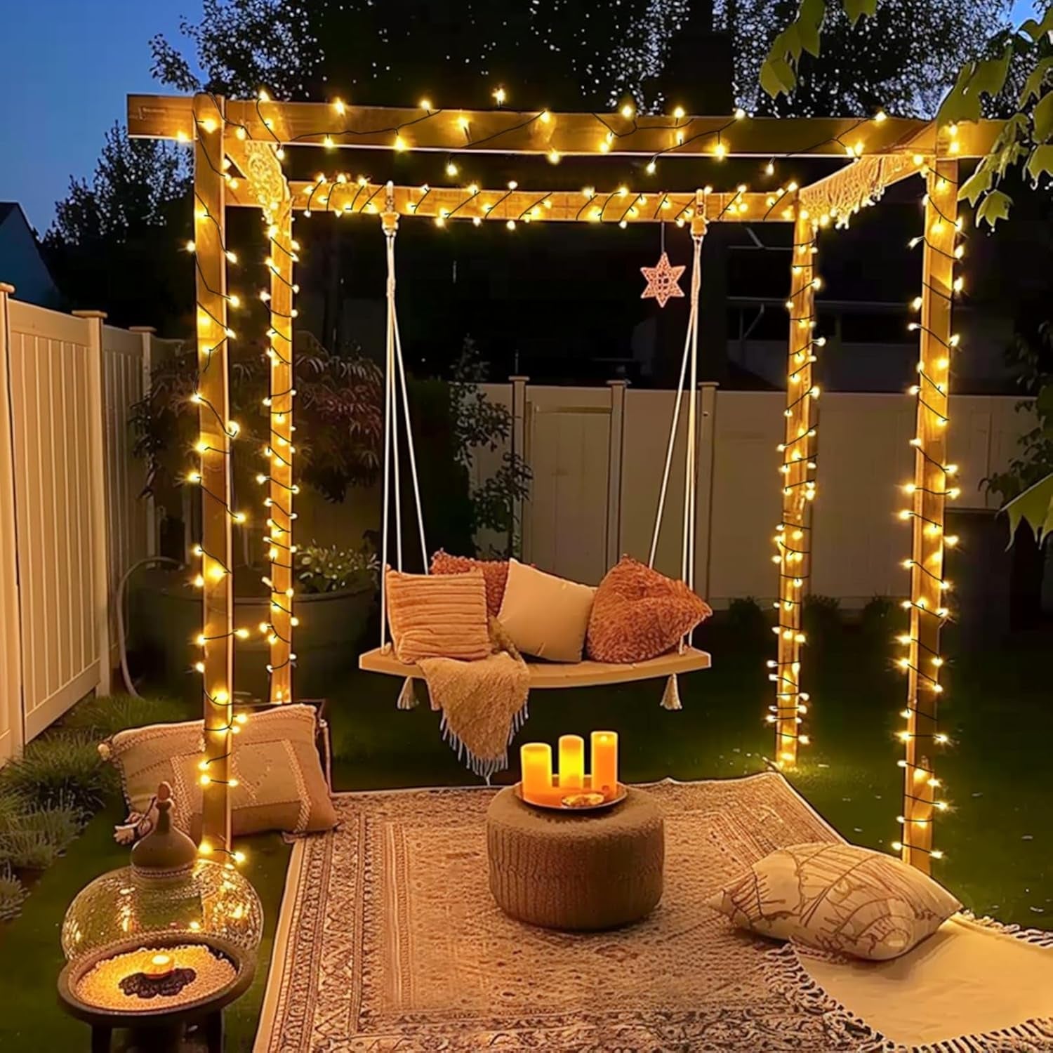 2 Pack Solar String Lights Outdoor Waterproof - Total 400 LED 151FT Solar Christmas Lights Outdoor, 8 Modes Warm White String Light for outside Patio Yard Tree Garden Christmas Decorations