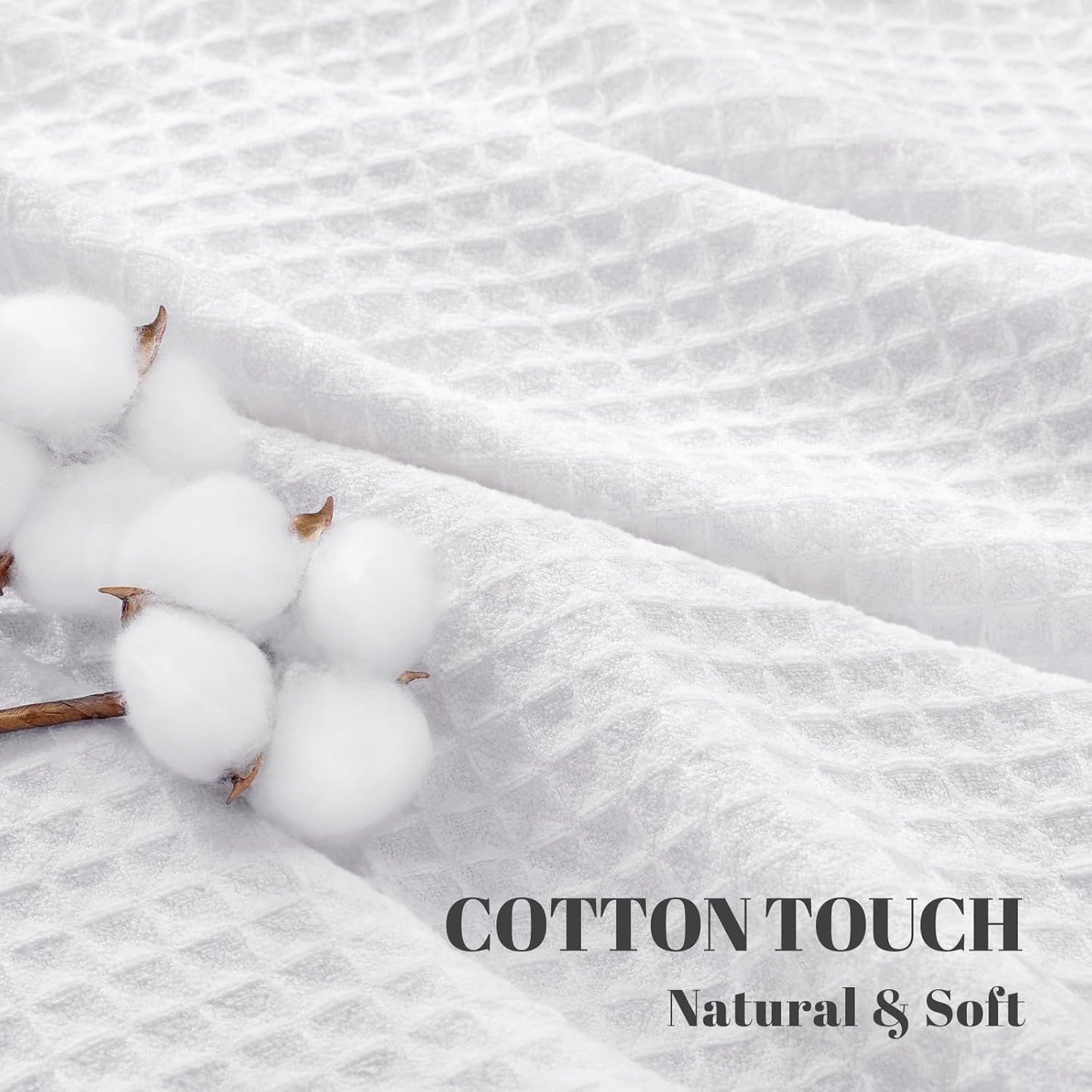 Natural Cotton Touch Shower Curtain Waffle Weave Shower Curtain for Bathroom Fabric White 72Wx72L
