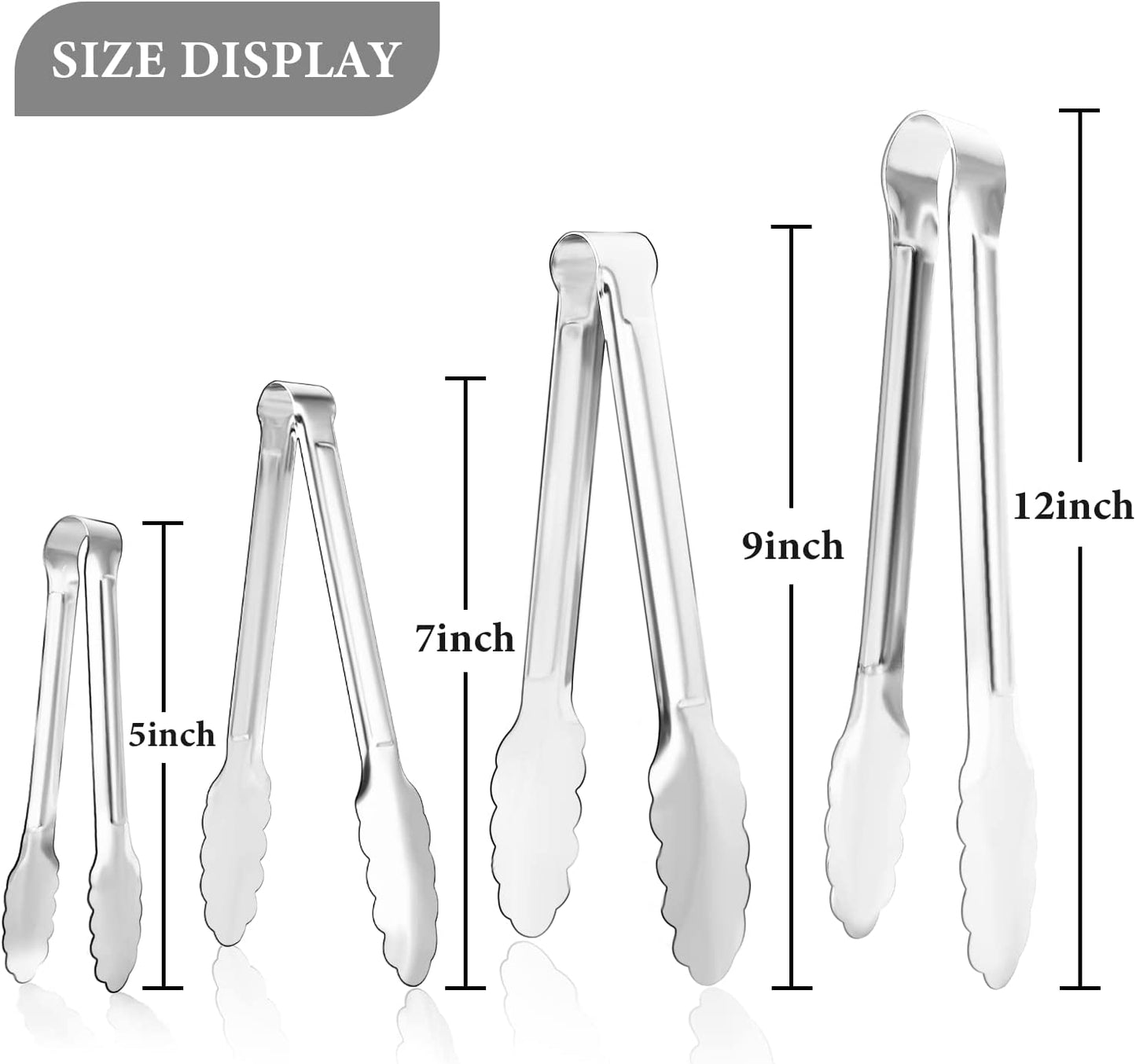 12 Pack Small Serving Tongs, Stainless Steel Sugar Tongs Mini Appetizers Tongs Mental Kitchen Tongs for Serving Food (5Inch)
